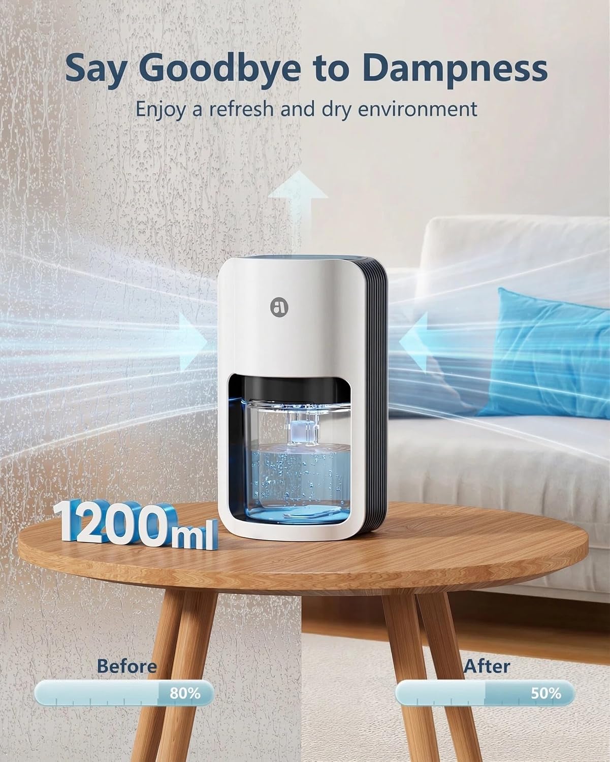 Small Dehumidifier for Bedroom, 42oz Dehumidifier with Auto Shut Off, Quiet Portable Dehumidifier for Bathroom, Closet, RV, 7 Color Night Light