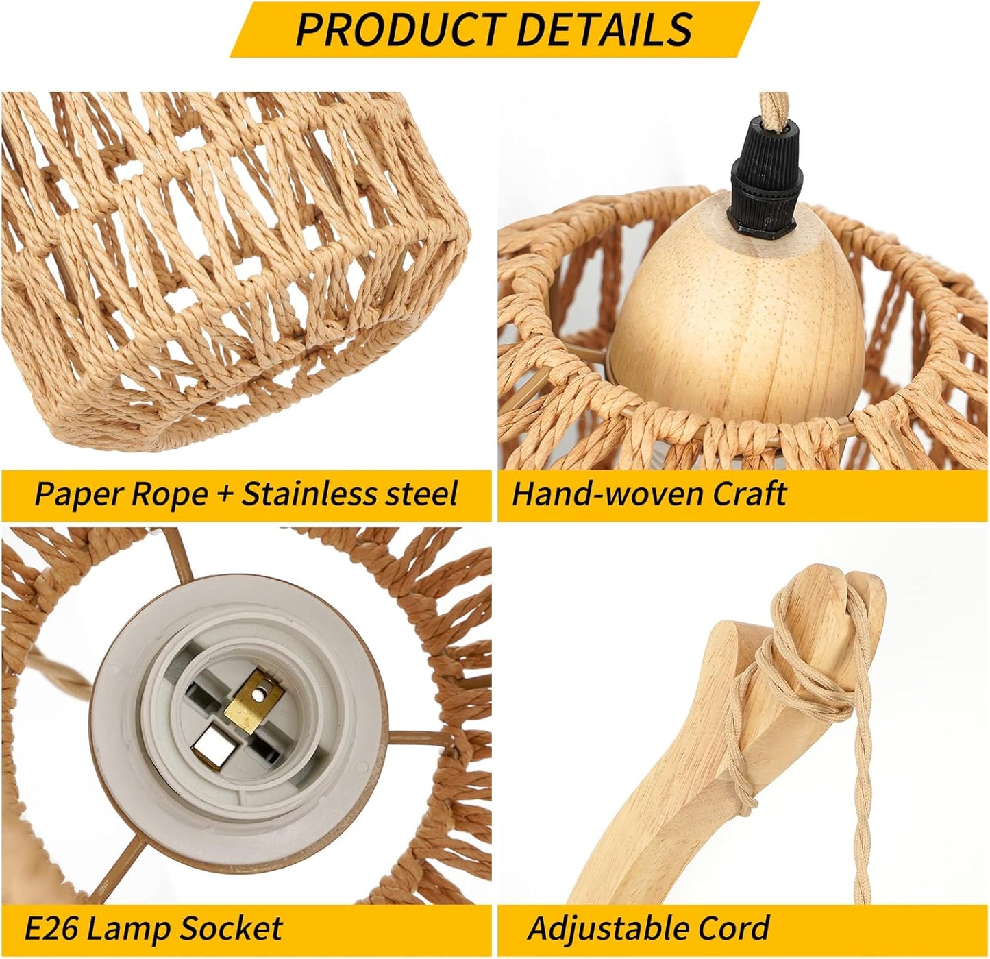Frideko Plug in Wall Sconces Set of Two Hand Woven Lamp with Cord Rattan Lights Farmhouse Sconce Mounted Light Boho Lighting for Bedroom Living Room