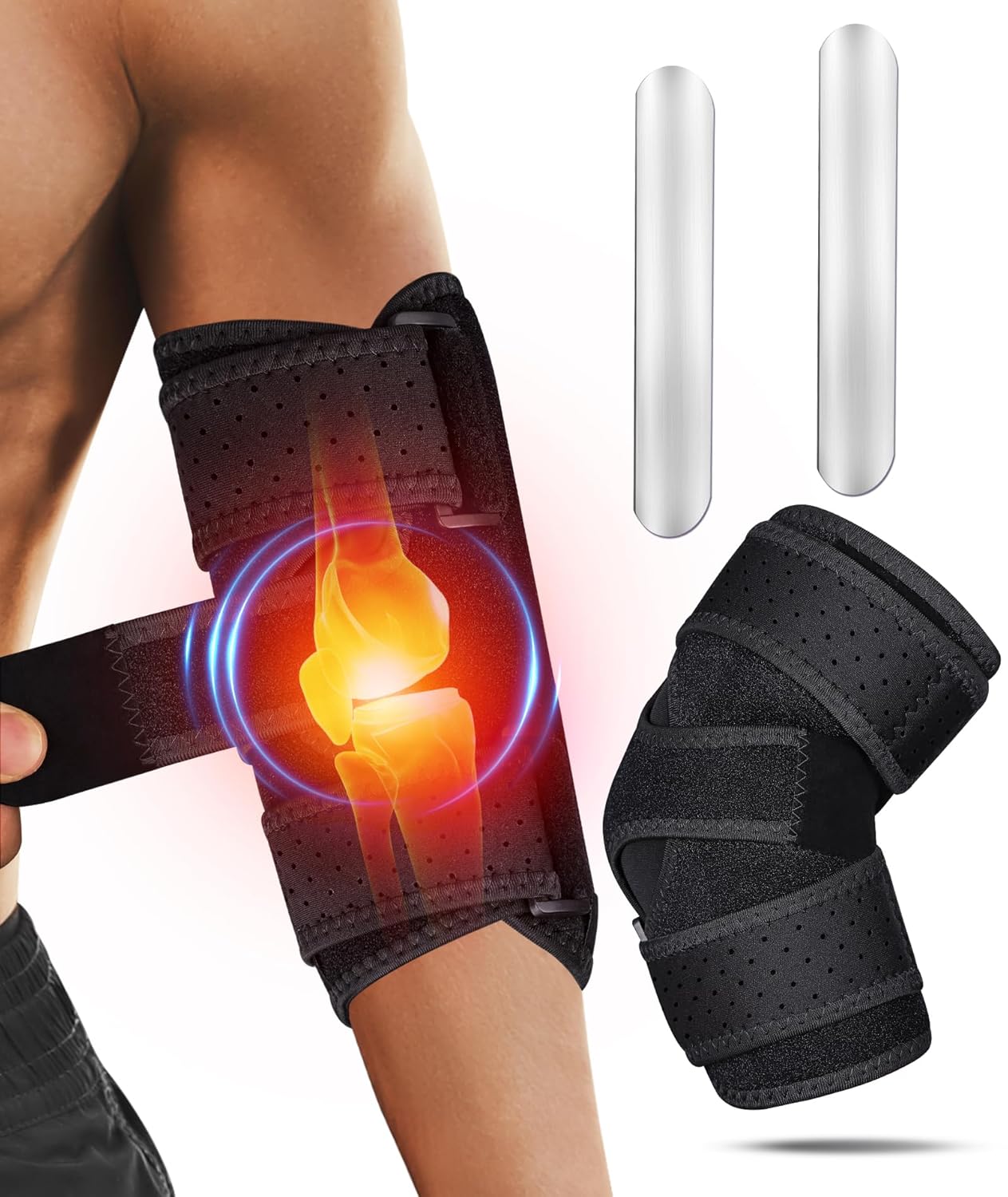 Oyakin Elbow Brace for Cubital Tunnel, Ulnar Nerve Entrapment brace, Adjustable Elbow Splint for Sleeping, Tendonitis, Tennis Elbow, Comfortable Stabilizer Support for Women and Men Fit Most