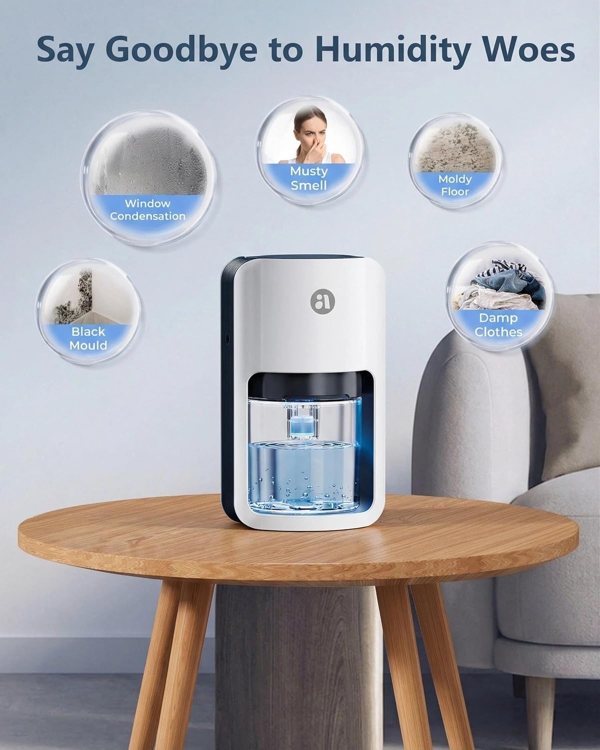 Small Dehumidifier for Bedroom, 42oz Dehumidifier with Auto Shut Off, Quiet Portable Dehumidifier for Bathroom, Closet, RV, 7 Color Night Light