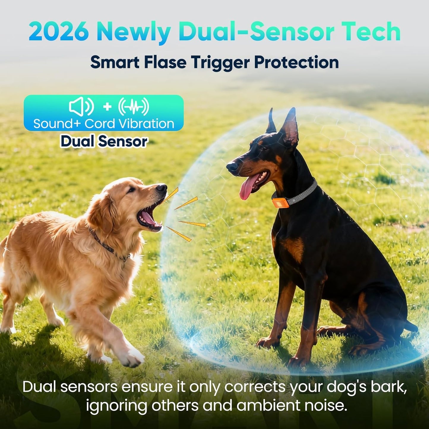 Dog Bark Collar for Large Medium Small Dogs, Effective No-Bark Collar, Smart Barking Collar, 2026 Upgraded Bark Collar with 7 Sensitivity, 3 Modes, Orange