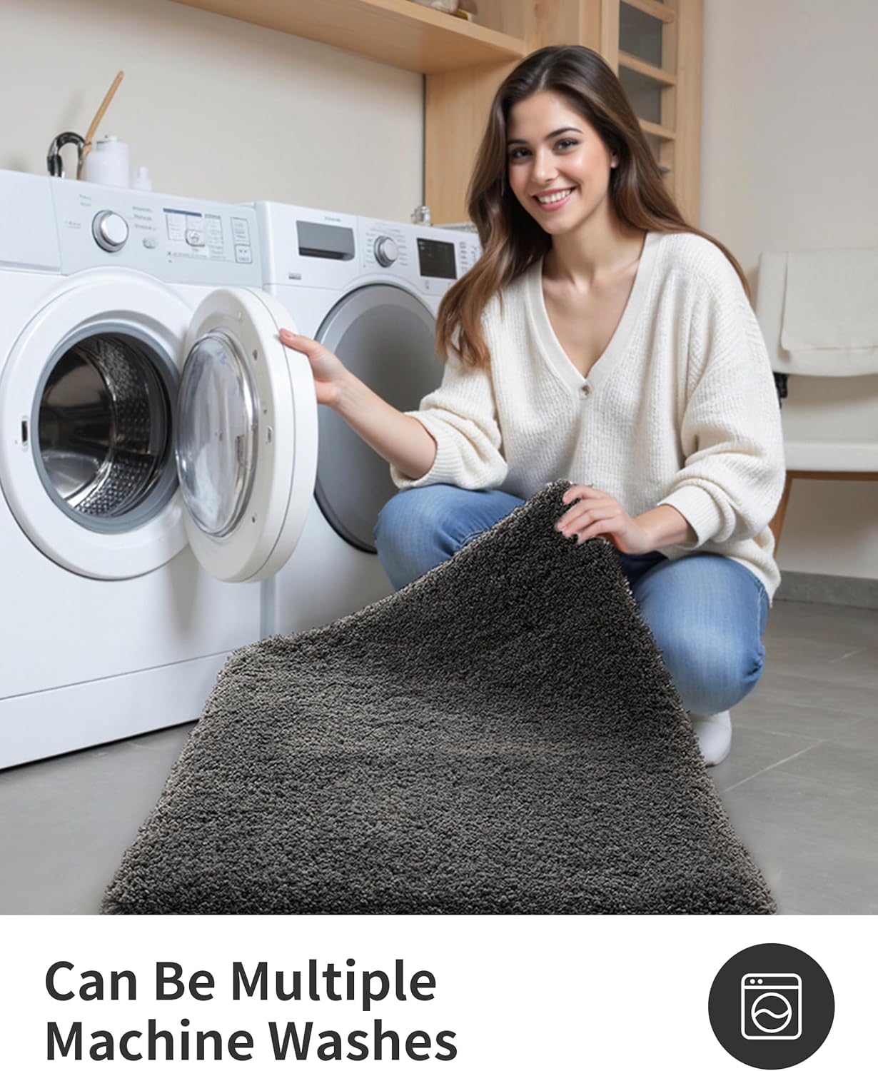 ILANGO Dark Gray Bathroom Rugs 30" × 20" Non Slip & Super Absorbent Extra Thick Soft, Washable Bath Mat for Floor, Microfiber Plush Shaggy Bath Rug with Rubber for Bathtub Shower Room Sink