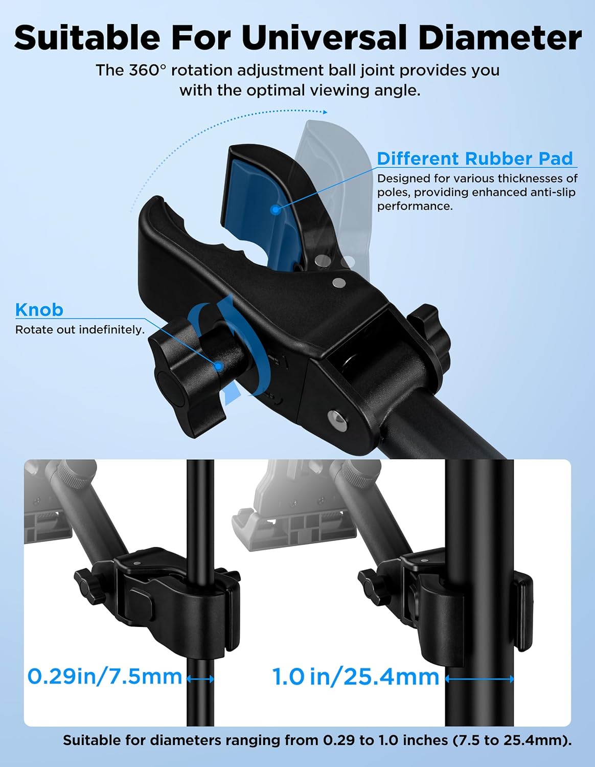 Tablet Holder for Mic Stand with Power Bank Clip - Adjustable iPad/iPhone Mount for Music Stand, Compatible with Screen Devices from 4.7-13.5" Smartphones, Android - Outdoor Streaming & Recording