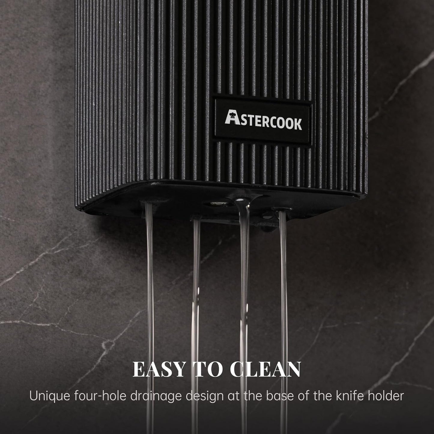 Astercook Knife Set, 6-Piece Kitchen Knife Set with Block, High Carbon Stainless Steel Ultra Sharp Kitchen Knives, Wood Grain Handle, Dishwasher Safe Knife Block Set, Black, Kitchen Utility Knives