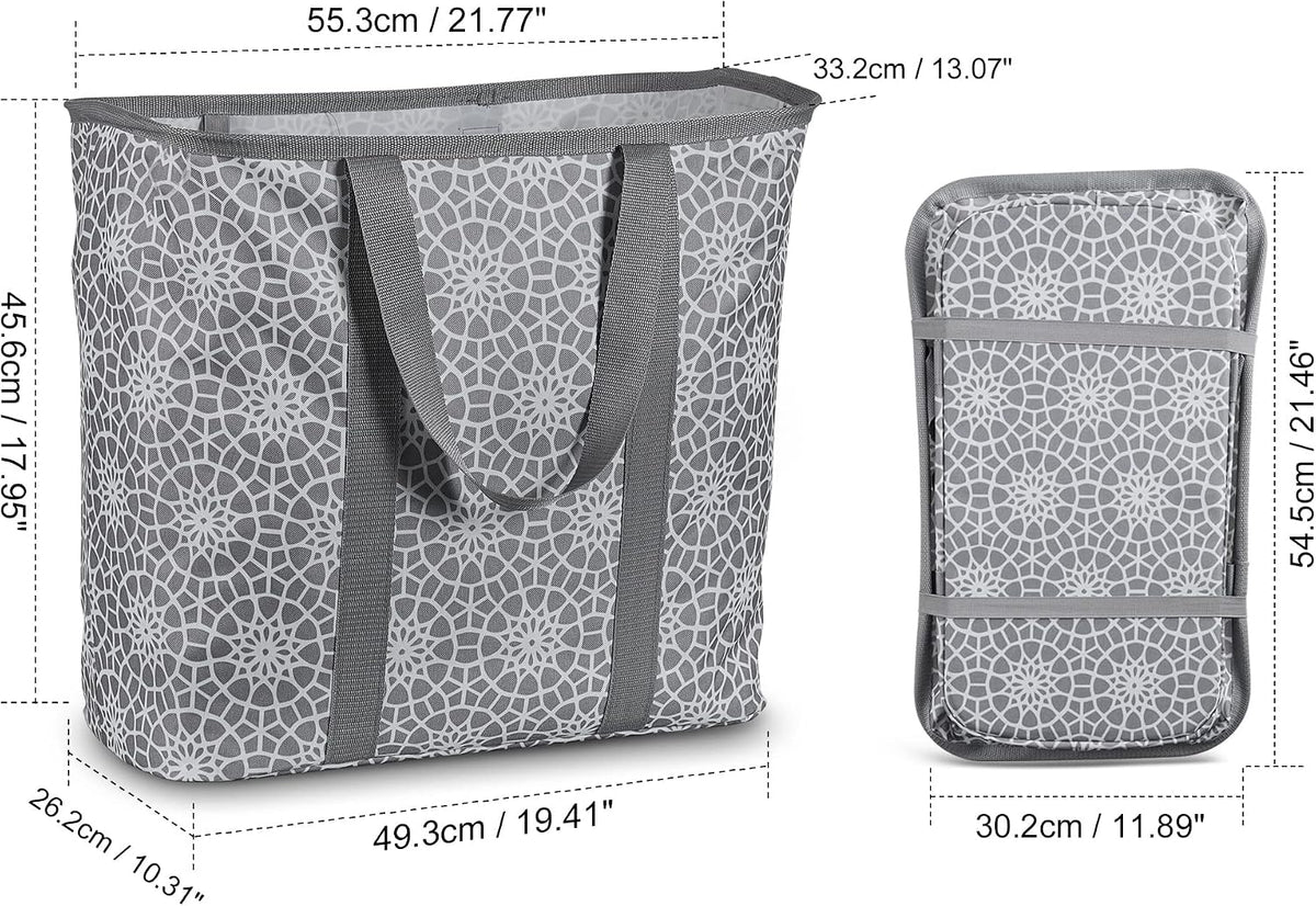 JOMOLA Collapsible Laundry Caddy 80L Large Foldable Laundry Basket Grey Collapsible Laundry Hamper Fabric Laundry Tote with Handles and Sturdy Pop-Up Wire Frame