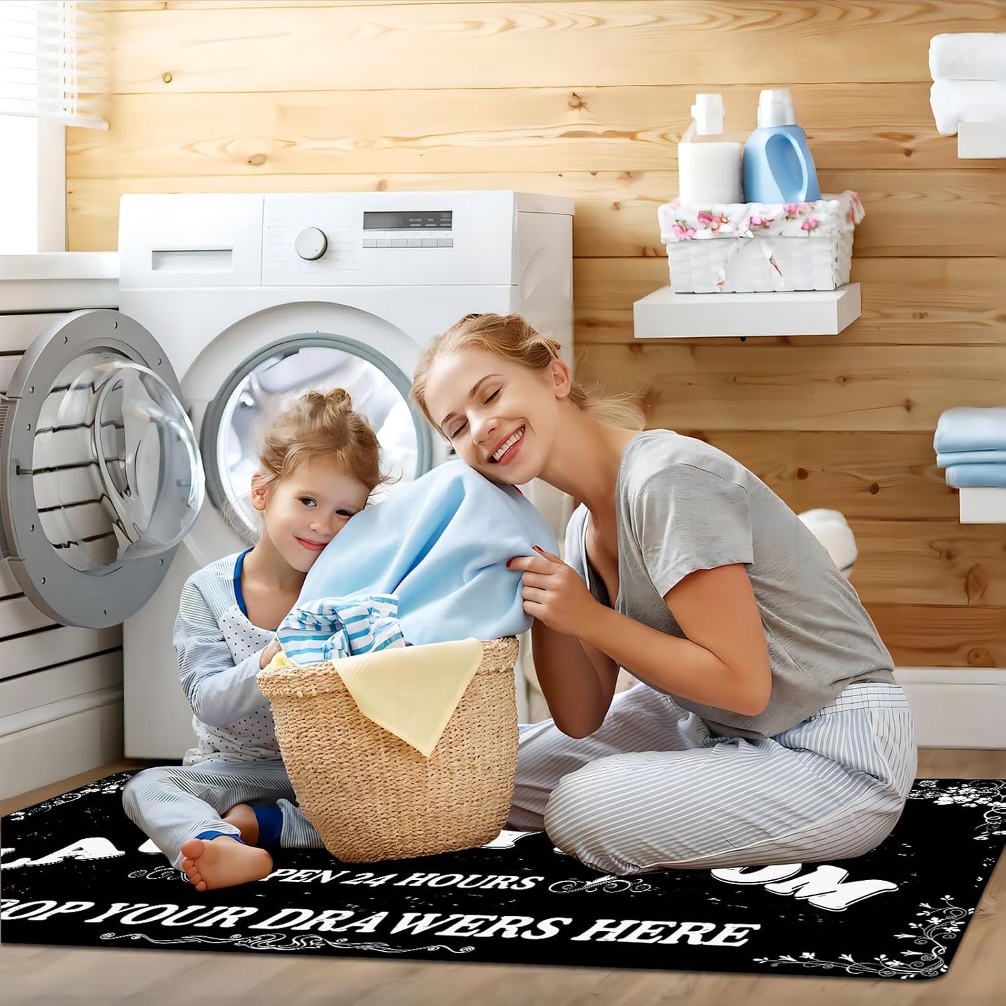 Zoke Laundry Room Rug Runner Stylish Non-Slip Laundry Room Mat 20"x47", Versatile, Waterproof Runner for Laundry, Kitchen, and Bathroom, Mudroom Decor and Farmhouse Charm