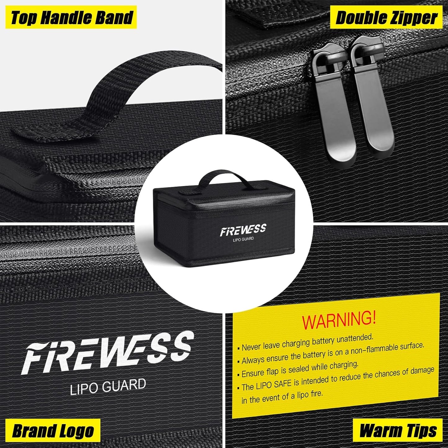 2 Pack Lipo Safe Bag Fireproof, lithium battery bag fireproof and Explosionproof, Lipo Battery Storage Guard Safe Pouch for Charge and Storage
