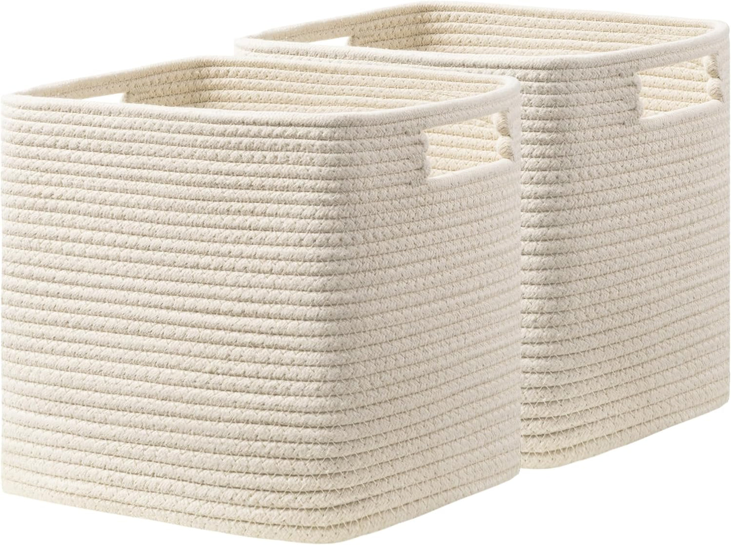 UBBCARE Storage Cubes 11 Inch, Cotton Rope Woven Baskets for Organizing, Cube Storage Bin for Baby Nursery, 2-Pack Square Toy Storage Baskets for Shleves Organizer, Closet, Kidsroom, Pink
