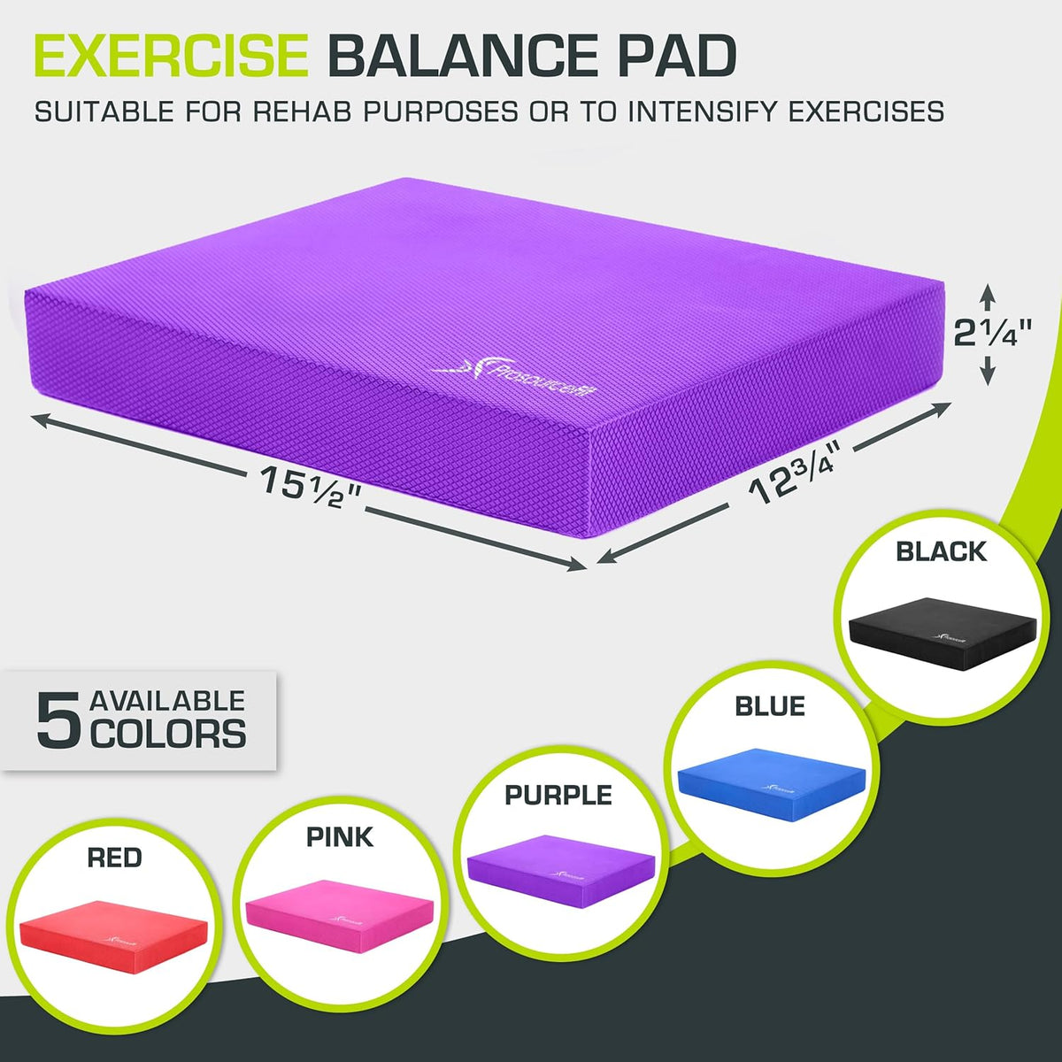 ProsourceFit Exercise Balance Pad, Non-Slip Cushioned Foam Mat & Knee Pad for Fitness and Stability Training, Yoga, Physical Therapy