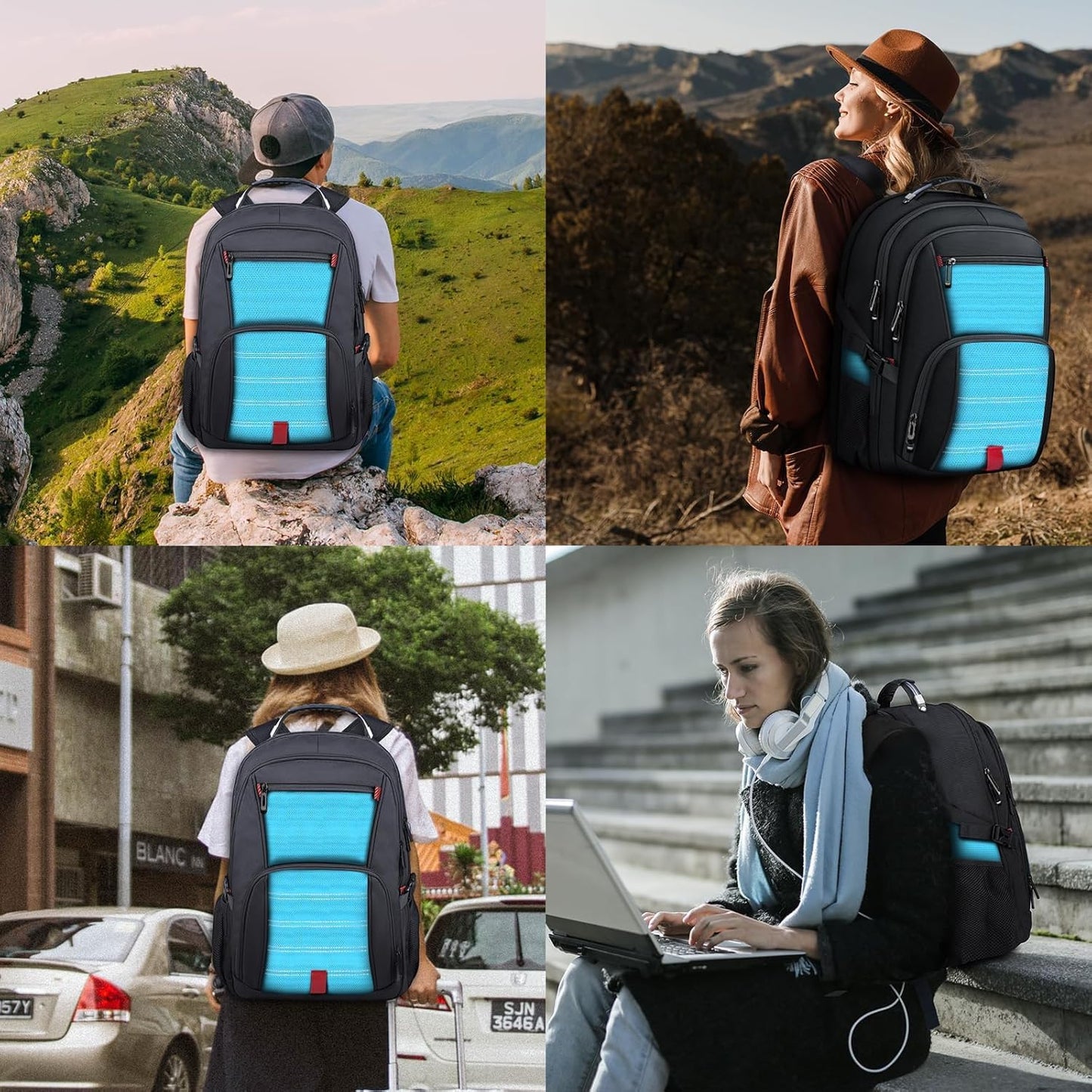ANTERK Extra Large Backpack, Travel Backpack, Sturdy TSA Water Resistant 17.3 Inch Carry on Backpacks, Anti Theft Business Computer Backpacks Gifts for Men Women, Lake Blue