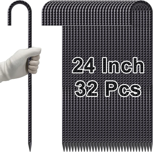VVOKGO Rebar Stakes 24 Inch J Hook Heavy Duty, Extra Long Ground Anchors