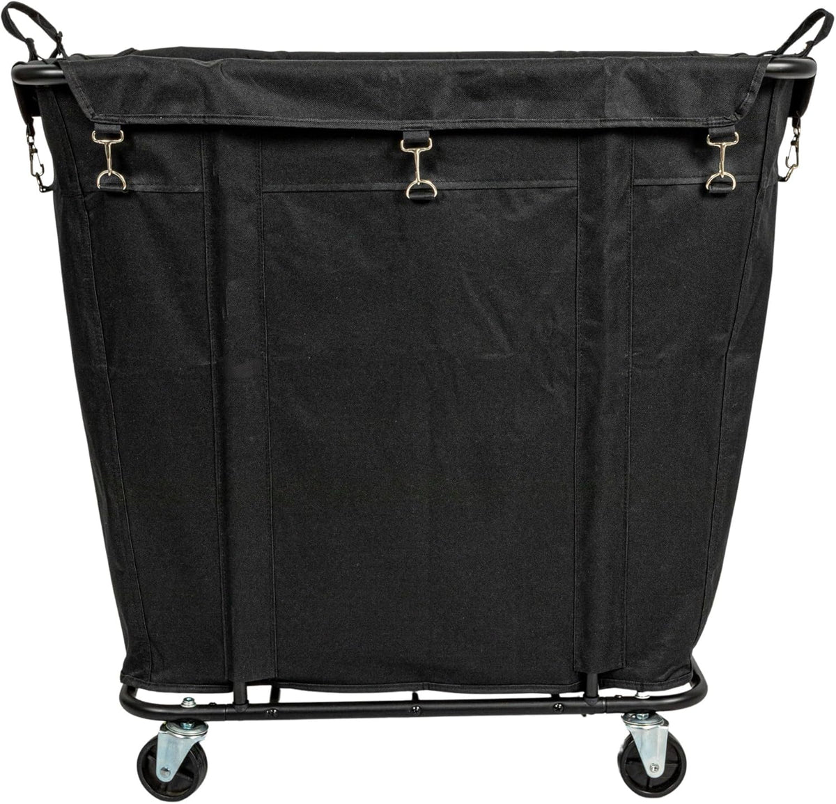 Household Essentials Commercial Laundry Cart with Rolling Caster Wheels, Black Canvas Liner and Steel Frame