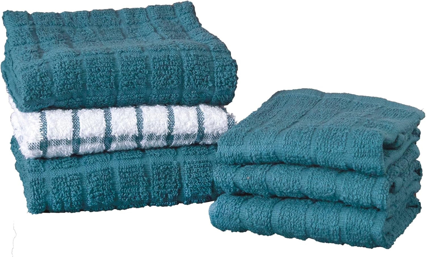 Ritz Premium Kitchen Towel and Dish Cloth Value Set: Highly Absorbent, Super Soft, Long-Lasting, 100% Cotton Checked and Solid Hand Towels, Tea Towels, Bar Towels - 12-Pack, Federal Blue/Graphite