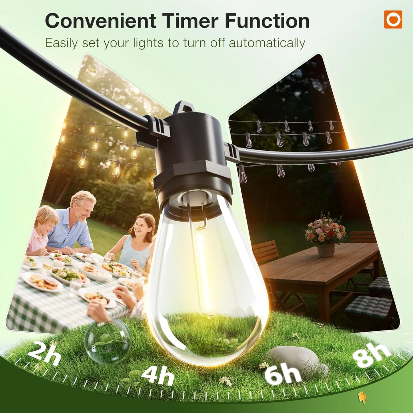addlon 100FT LED Outdoor String Lights, Remote Dimmable Patio Lights with Timer & 3 Lighting Modes, 32 Shatterproof Edison Bulbs, Waterproof Connectable String Lights for Outside Backyard Porch Party