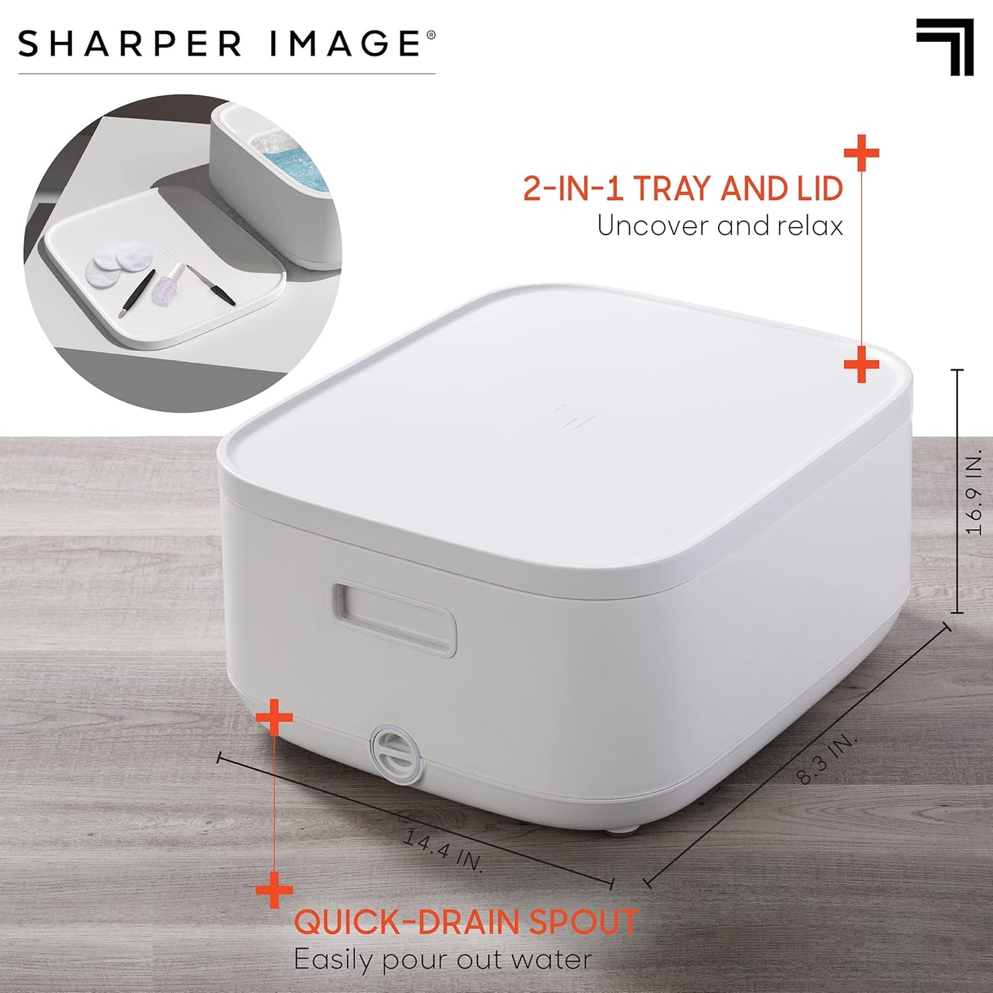 Sharper Image® Spahaven Heated Foot Bath – Bubble Jets, Massage Rollers, 105°F, Pumice Stone Callus Remover| XL Foot Soaking Tub| Feet Scrubber| Home Pedicure Foot Spa| Womens Relief & Relaxation Gift