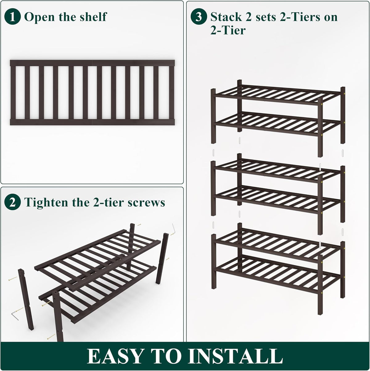Smiry Bamboo Shoe Rack, 14 Vertical Slats, 6 Tier - 26.8" Wide, Brown