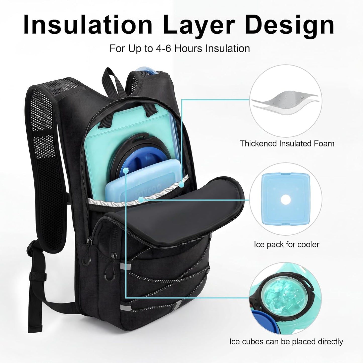 MIYCOO Hydration Backpack - Lightweight Hiking Water Backpack with 2L Water Bladder, Running Hydration Vest Backpack for Men Women, Hydration Pack for Hiking, Cycling, Climbing