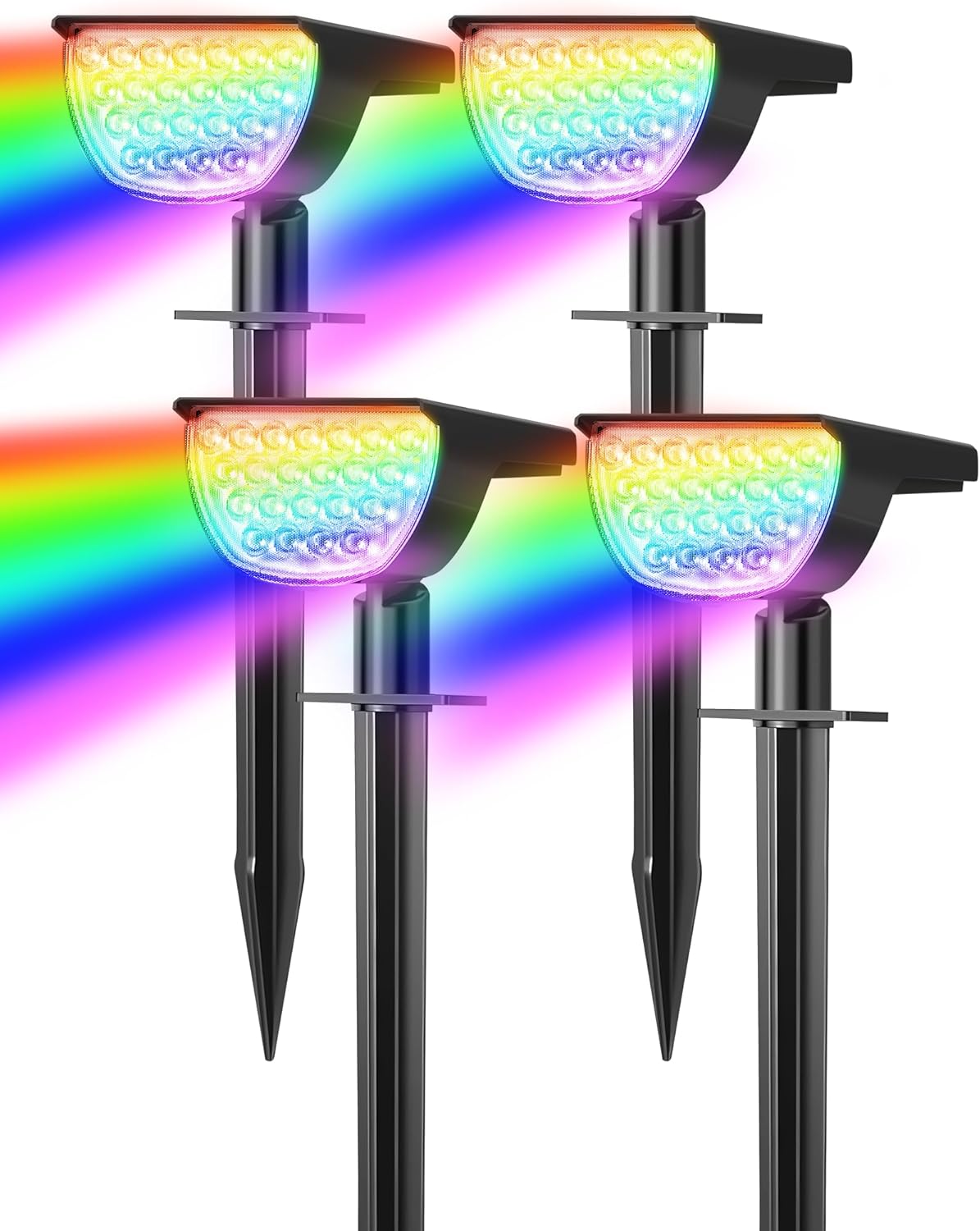 GKGG Solar Multicolor Lights Waterproof IP65, 8 Lighting Modes Solar Spot Lights Outdoor Yard Garden Landscape Pathway Decorations (Multicolor, 4 Pack)