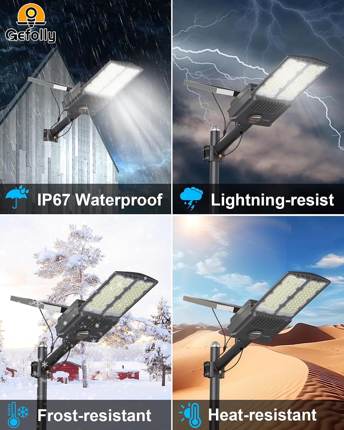 Gefolly SL-8400W Solar Street Lights Outdoor, Commercial Parking Lot Light