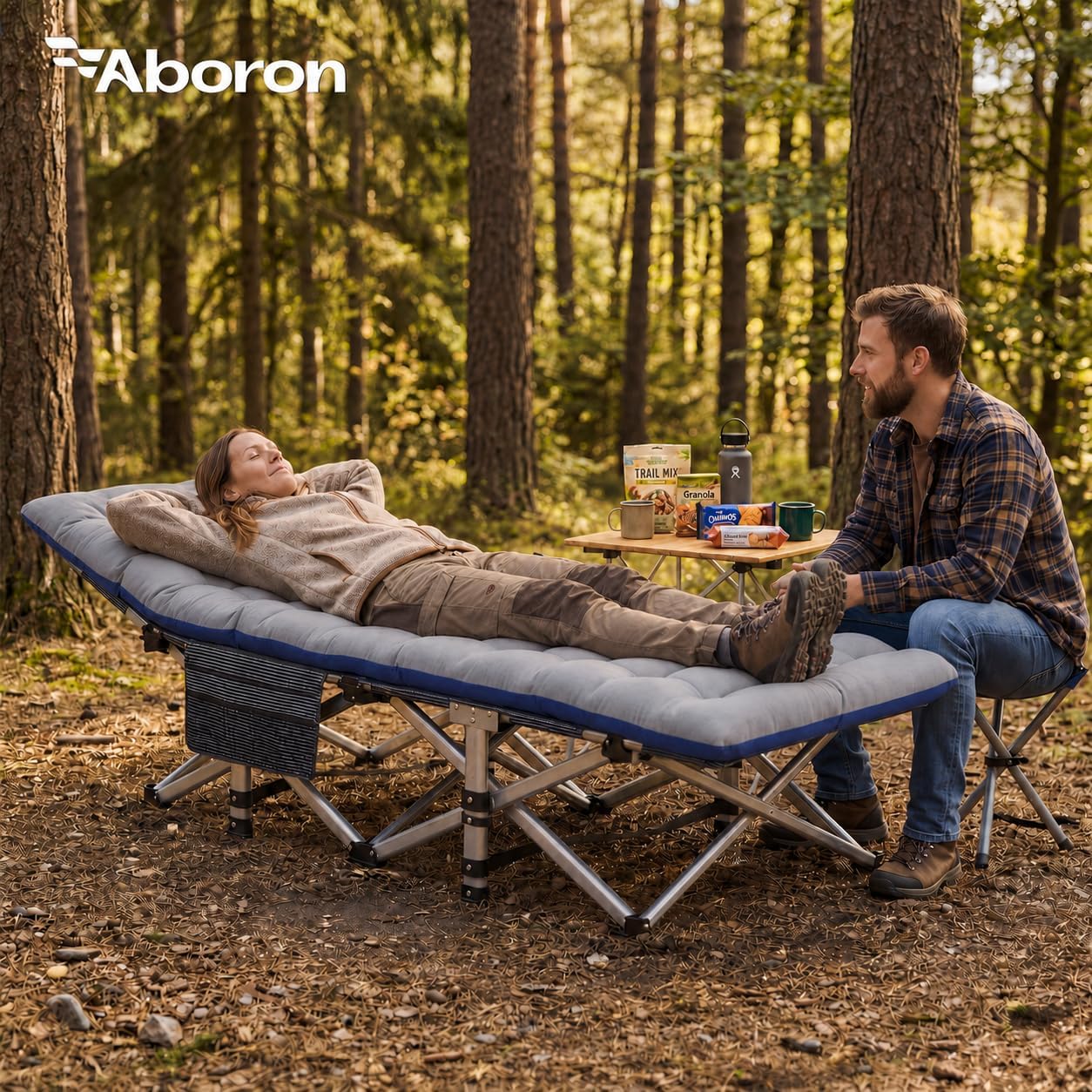 ABORON XXL Camping Cot for Adults, Oversized 78"×32" Folding Camping Bed, 900LBS Heavy Duty Outdoor Sleeping Cot with Mattress Pad, 1200D Oxford, Portable with Carry Bag
