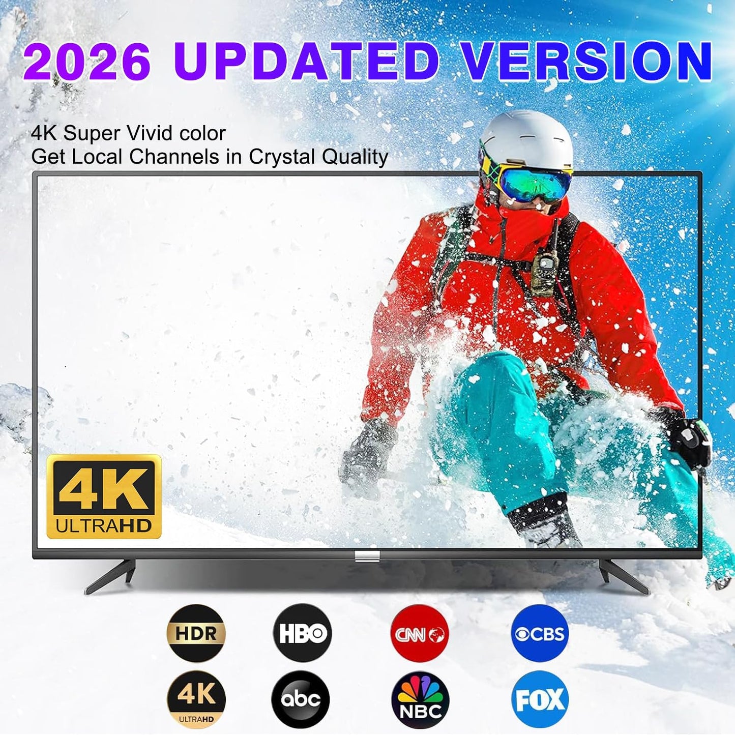 HIDB TV Antenna for Smart TV Indoor, Digital Indoor TV Antenna for Local Channels with Strong Magnetic Base, Easy Installation, Long Range Reception, 4K HD 1080P, 10ft Cables