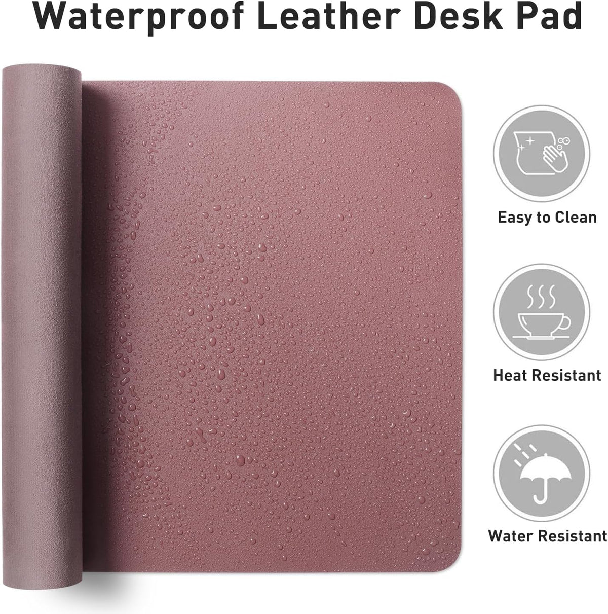 Aothia Leather Desk Pad Protector, Mouse Pad, Office Desk Mat, 31.5" x 15.7" Non-Slip PU Leather Desk Blotter, Laptop Desk Pad, Waterproof Desk Writing Pad for Office and Home (Dark Pink)