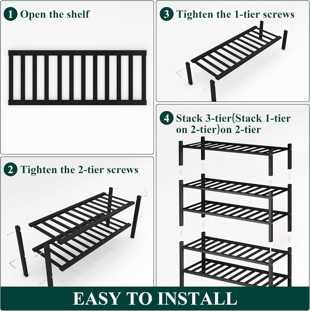 Smiry Bamboo Shoe Rack, 14 Vertical Slats, 5 Tier - 26.8" Wide, Black