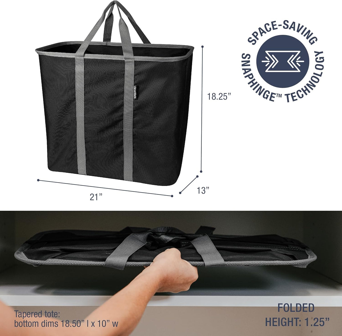 CleverMade Collapsible Laundry Caddy, 64L Pop-Up Hamper, 2 Pack, Black Gray | Move 2 Full Loads Without Spills | Reinforced Rim and Base Stay Upright, While Soft Handles Ease Trips to the Washer
