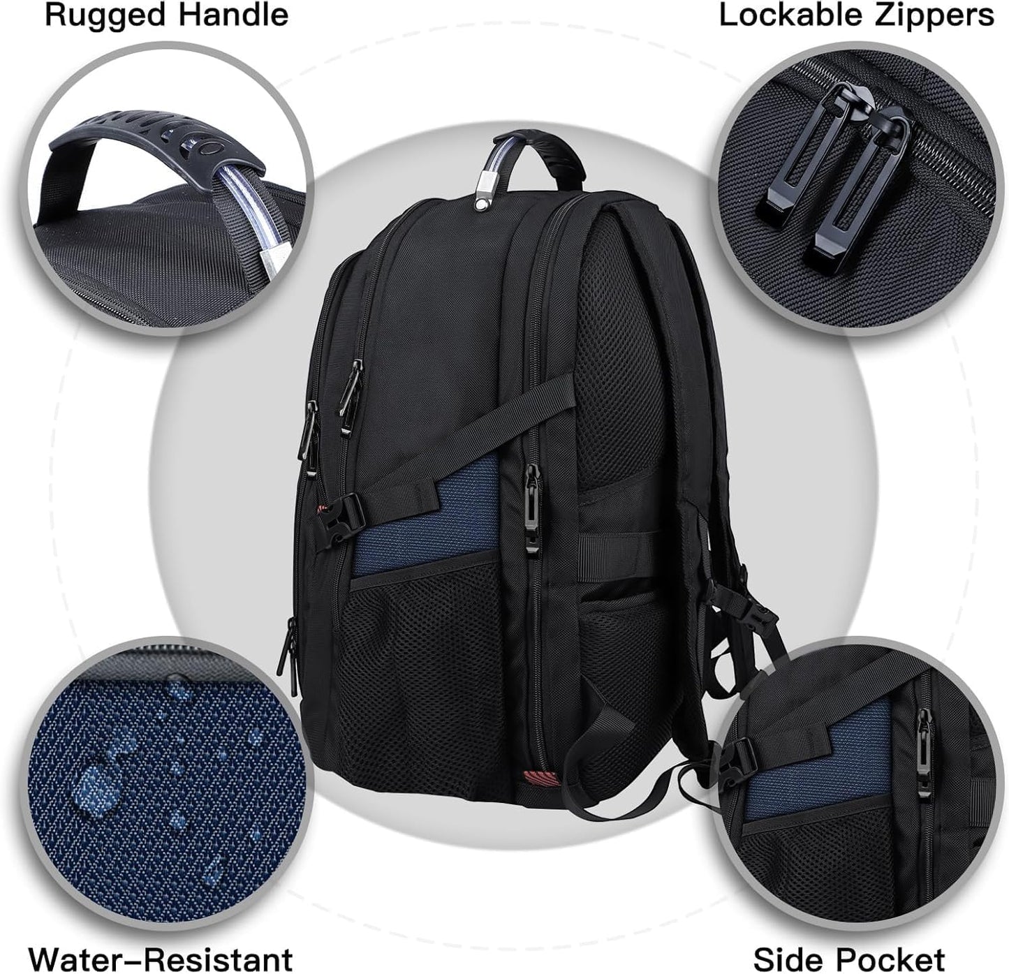 ANTERK Extra Large Backpack, Travel Laptop Backpack, Sturdy TSA Water Resistant 17.3 Inch Backpacks, Anti Theft Business Computer Backpacks Gifts for Men Women, Blue