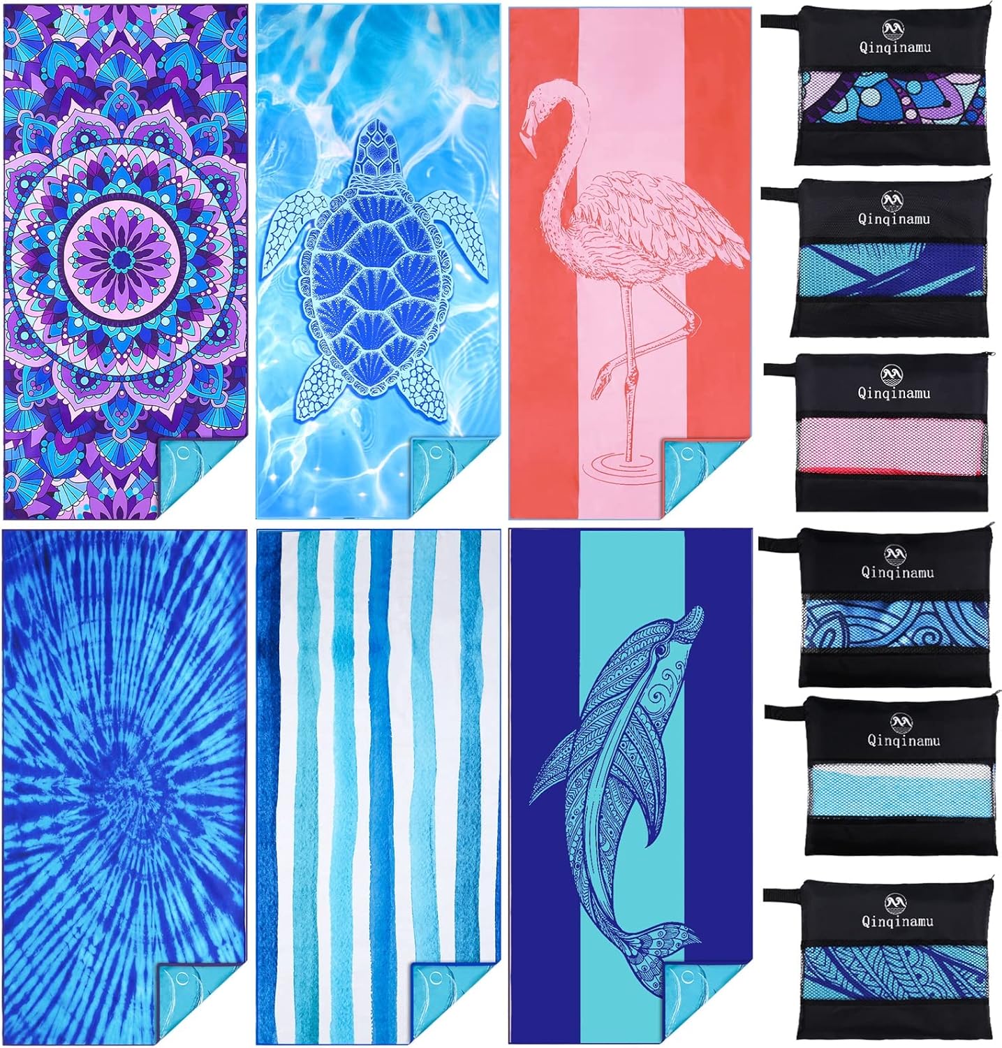 2 Pack Microfiber Thin Lightweight Beach Towel Oversized 71x32 Extra Large Sand Free Towels for Travel Swim Pool Yoga Gym Camping for Adults Women Men Beach Essentials Accessories Vacation Gift