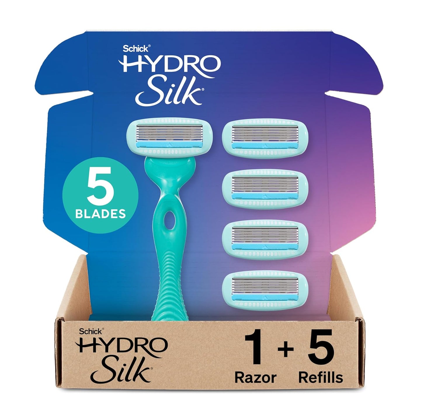 Schick Hydro Silk Ultra Sensitive Razor for Women | Womens Razor for Sensitive Skin, 5 Blade Razors for Women, Womens Razors for Shaving, Includes 1 Handle & 7 Refills