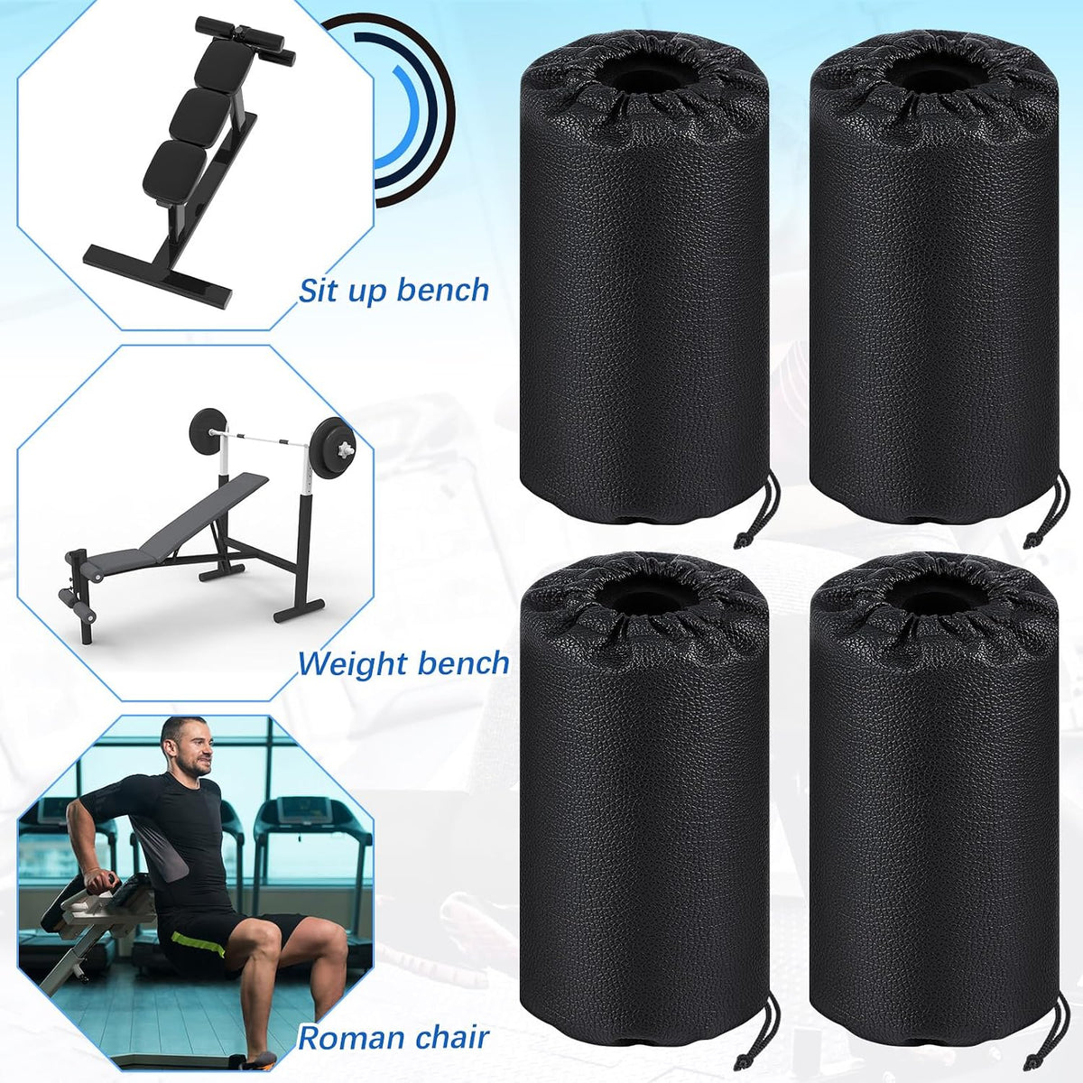 Hollowfly 4 Pcs Foam Roller Pads for Weight Bench, 7 x 3.5 x 0.8 Inches
