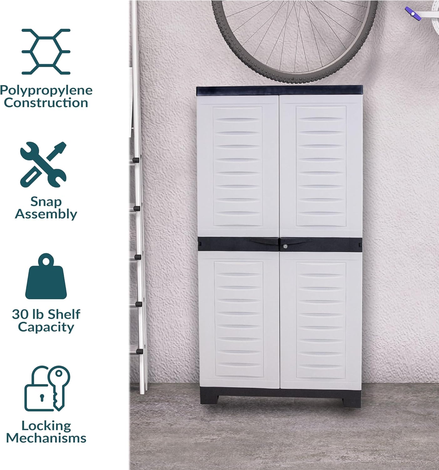 Sunnydaze 48" Garage Storage Cabinet with Locking Doors & Shelves, Gray | Heavy Duty Storage Cabinet with Plexiglass Doors Resists Rust & Peeling, Easy-Clean Utility Cabinet for Garage, Shed, Office