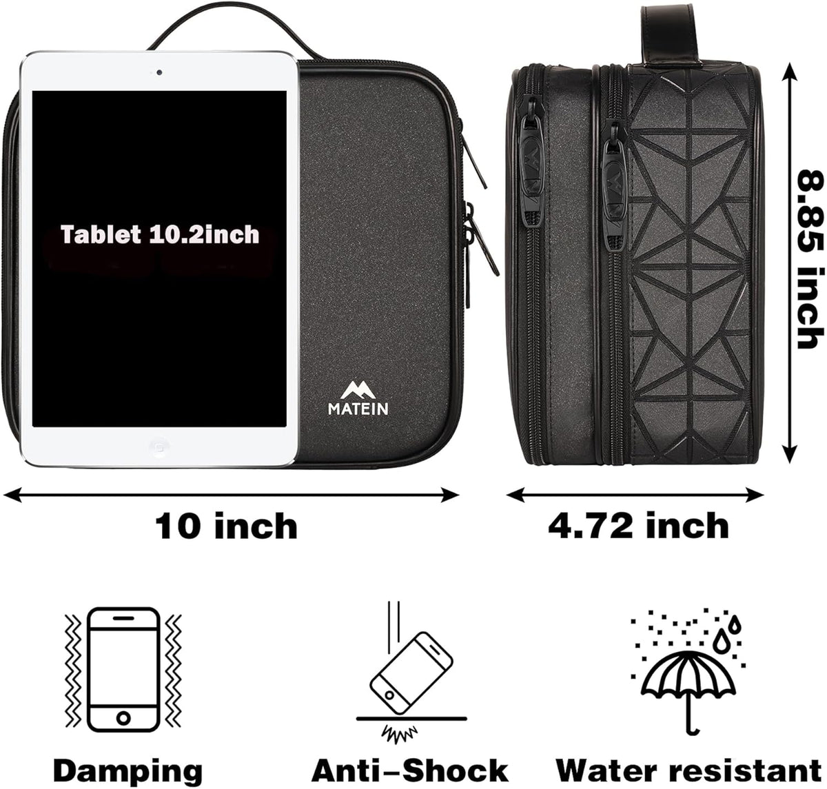MATEIN Cable Organizer Bag, Waterproof Travel Electronic Storage, Shockproof Portable Double Layer Tech Bags Carrying Case for Cord, Earbuds, Charger, SD Card, DJ Gifts, Black