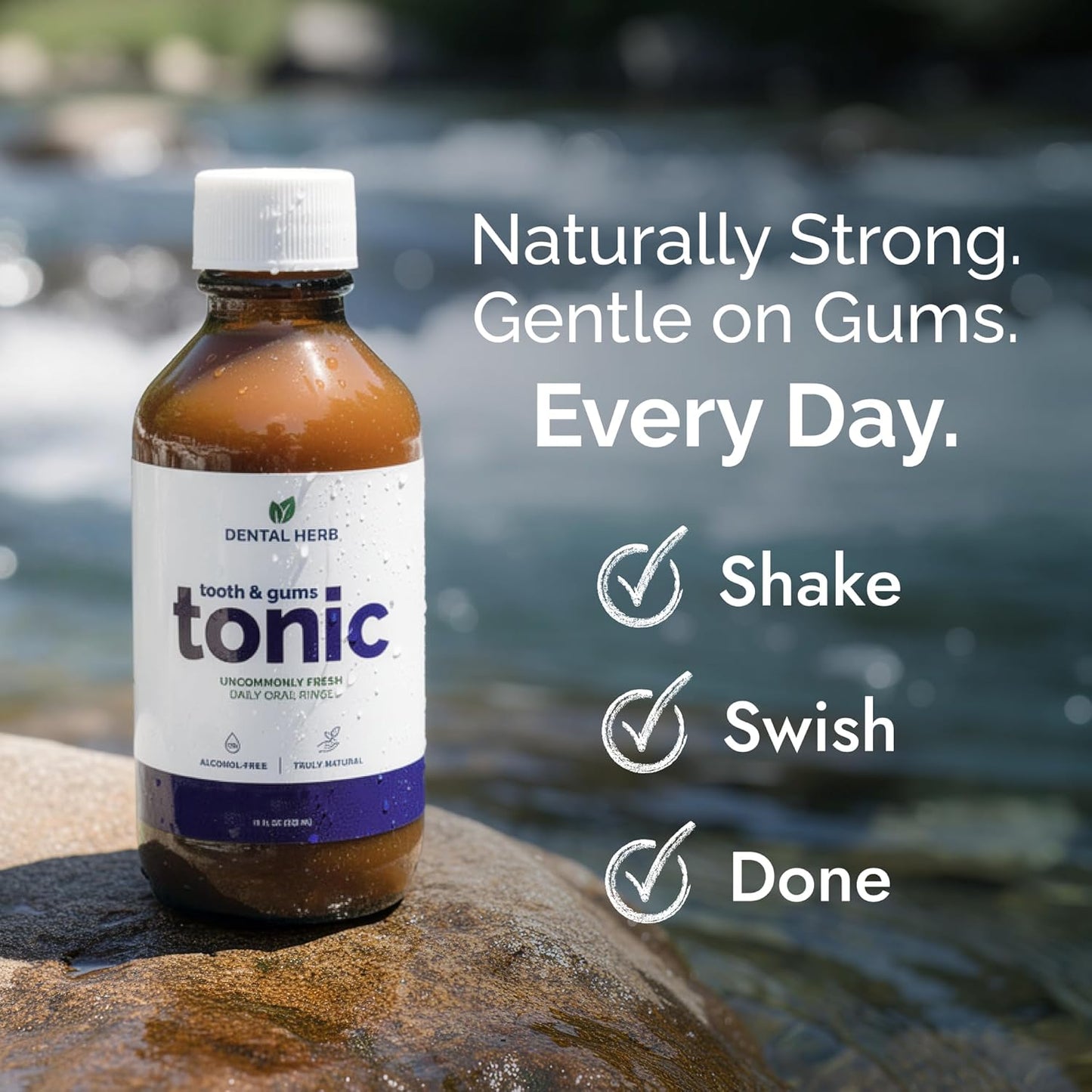 Tooth & Gums Tonic – Truly Natural Oral Rinse, Plant-Based, Alcohol-Free, Fluoride-Free, Herbal Extracts & Essential Oils, Fresh Breath & Daily Gum Care, 18 fl oz – Dental Herb Company