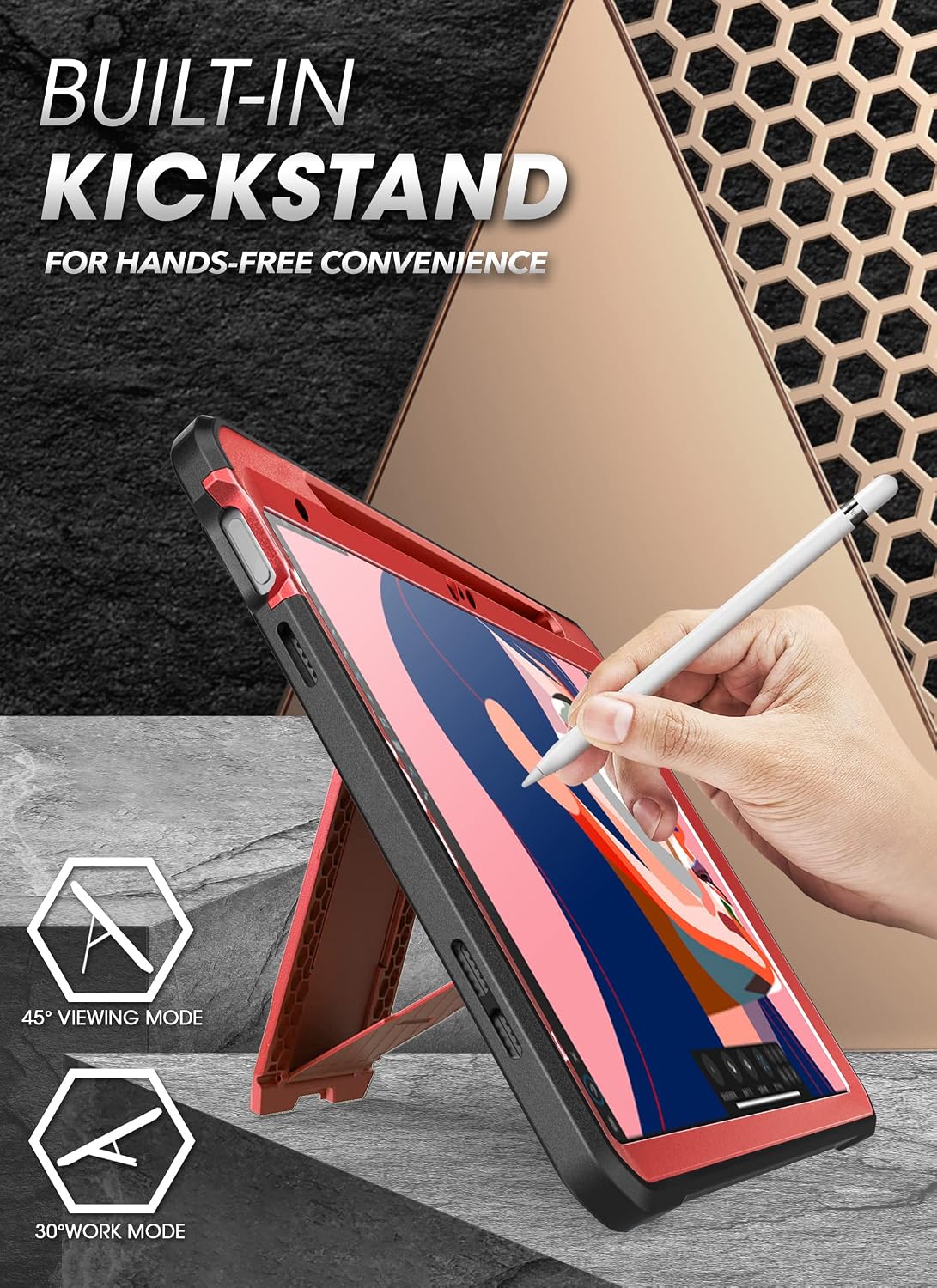 SUPCASE for iPad 11th Gen A16 11" 2025 Case with Screen Protector, Red