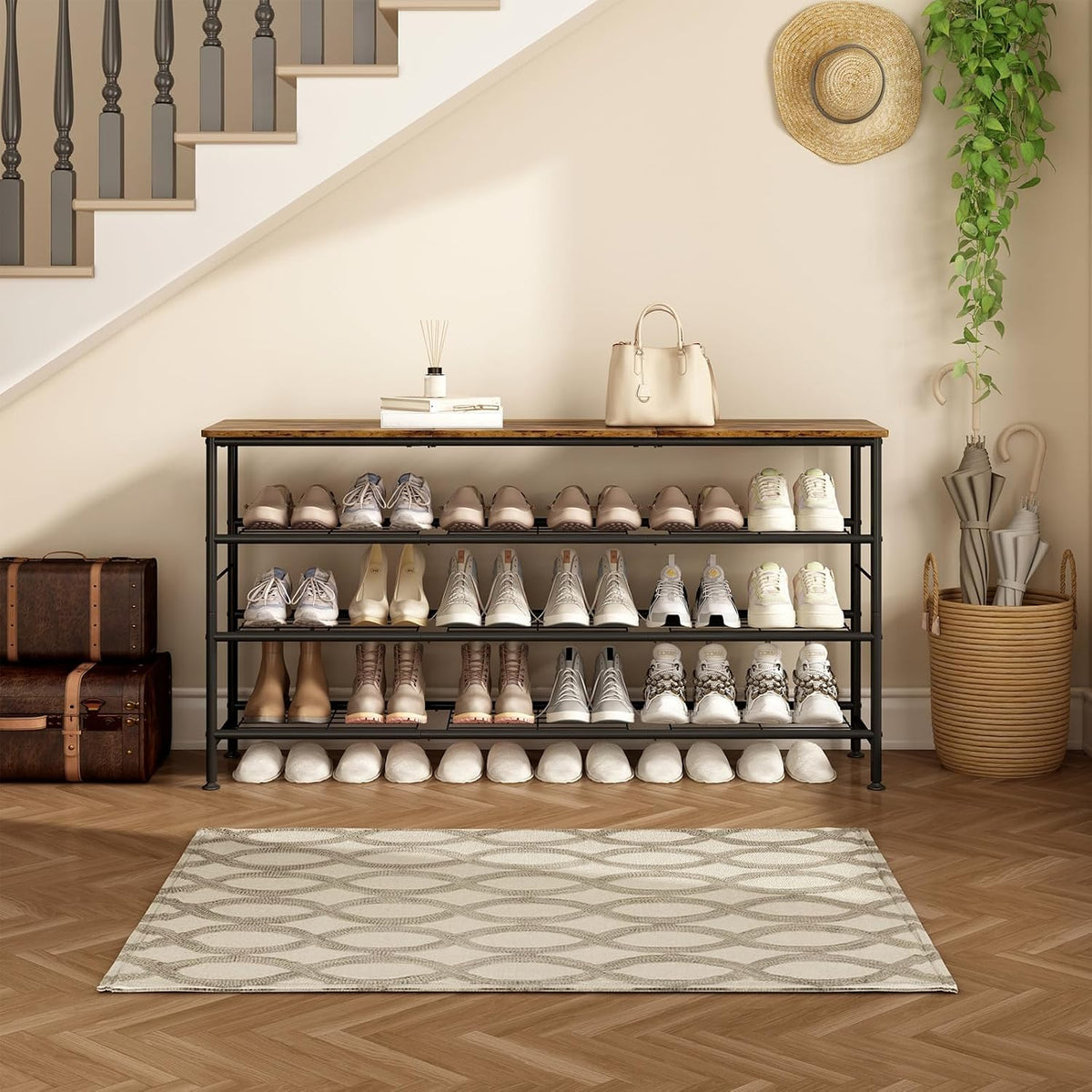 SUOERNUO 4 Tier Extra Long Shoe Rack Organizer Storage for Closet Entryway