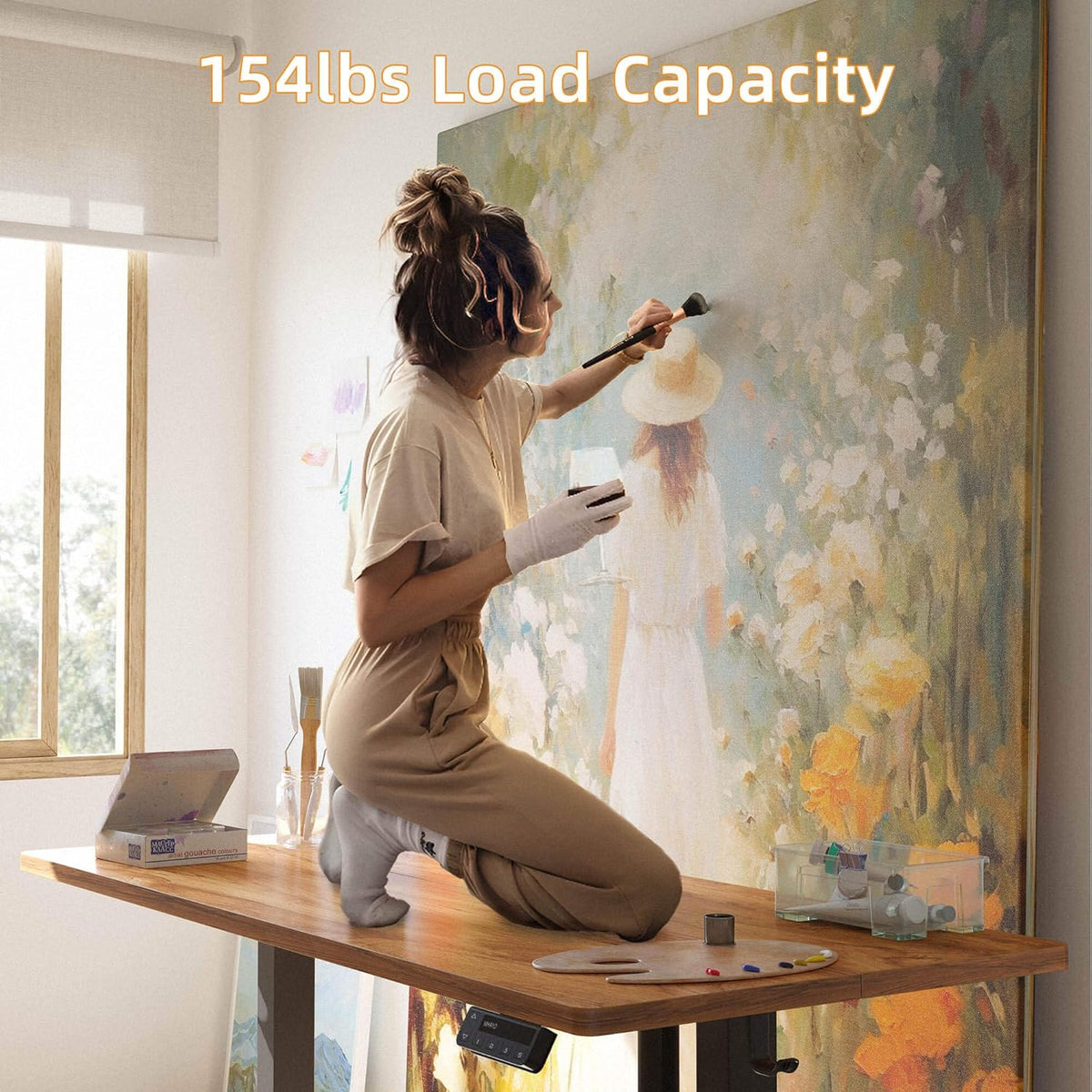 YIHAYO Low Height Adjustable Desk, Lifts 18.1-28.3 Inches, Electric Standing Desk for Short People, 48 x 24 Inches Computer Table with Splice Board for Home Office, Rustic Brown