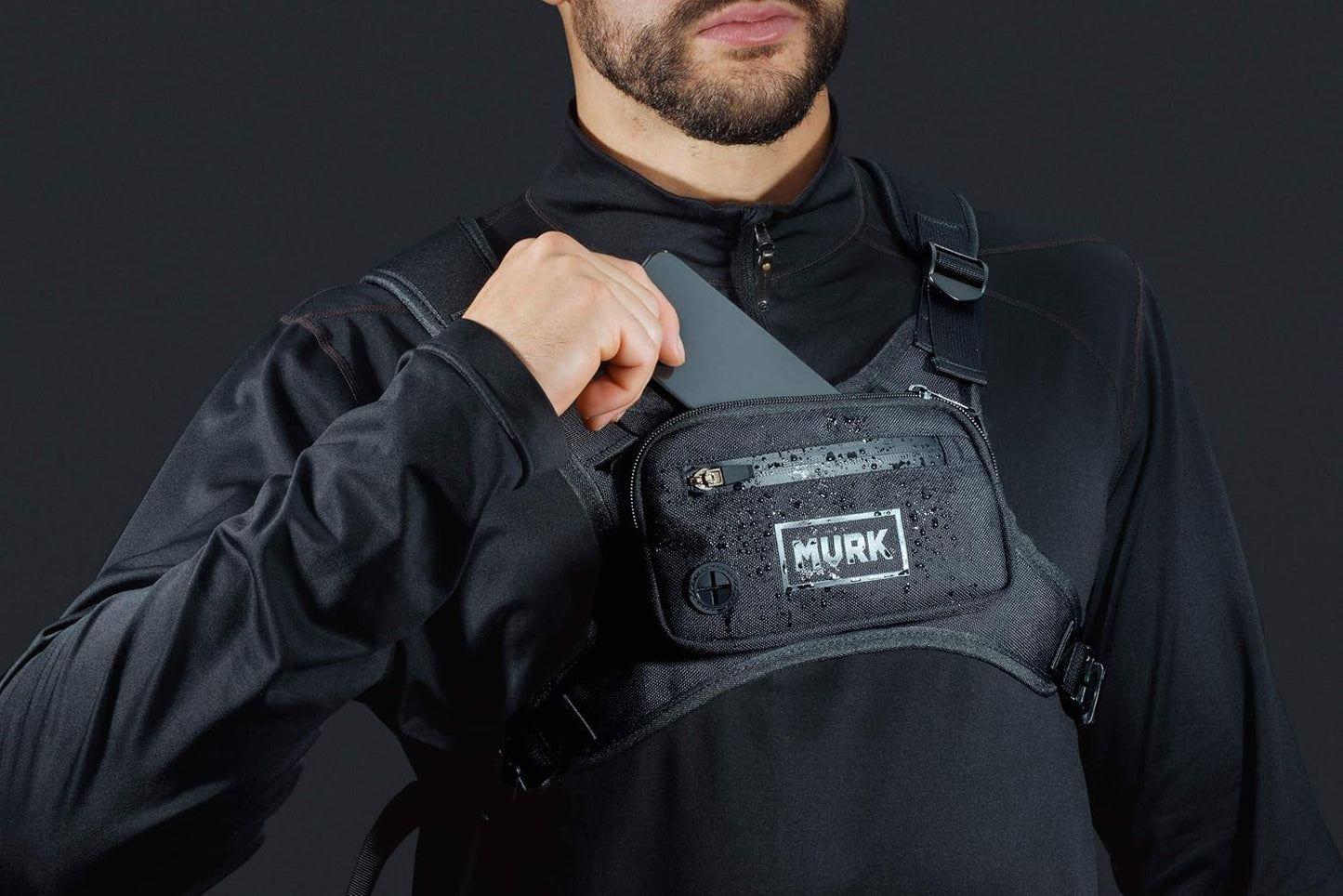 MVRK Water Resistant Running Vest Chest Pack, Phone Holder for Running, Lightweight Training Pack with Reflective Detail