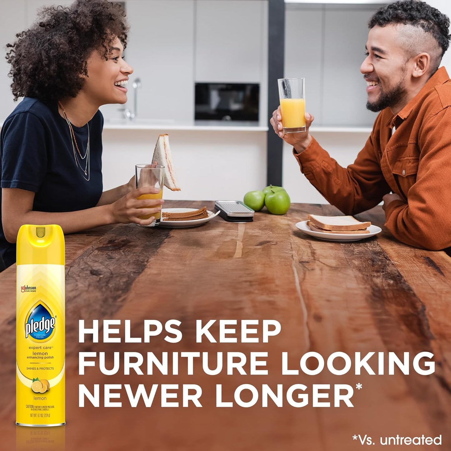Pledge Enhancing Polish Spray, Wood Furniture & Stainless Steel Polish, Remove Dust and Fingerprints, Fast Shine and Protect, Prevent Scratches & Knicks - Lemon Scent, 9.7oz, Pack of 3