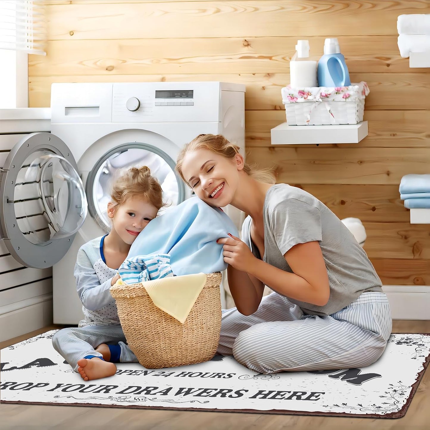 Zoke Laundry Room Rug Runner Stylish Non-Slip Laundry Room Mat 20"x47", Versatile, Waterproof Runner for Laundry, Kitchen, and Bathroom, Mudroom Decor and Farmhouse Charm