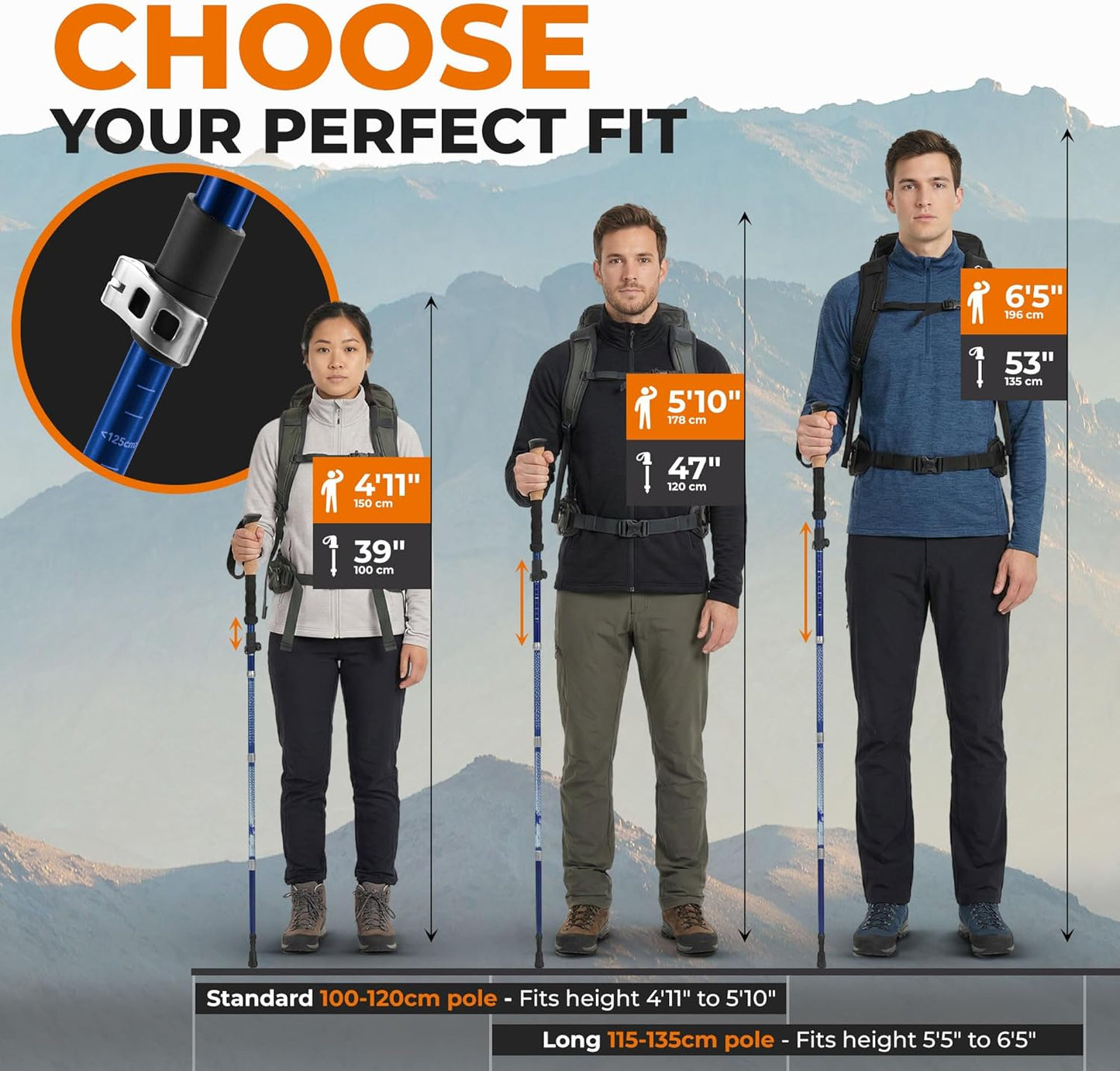 Trekology Trek-Z Collapsible Hiking & Trekking Poles - Balance Support for Seniors, Women, and Men, 2pc Per Set
