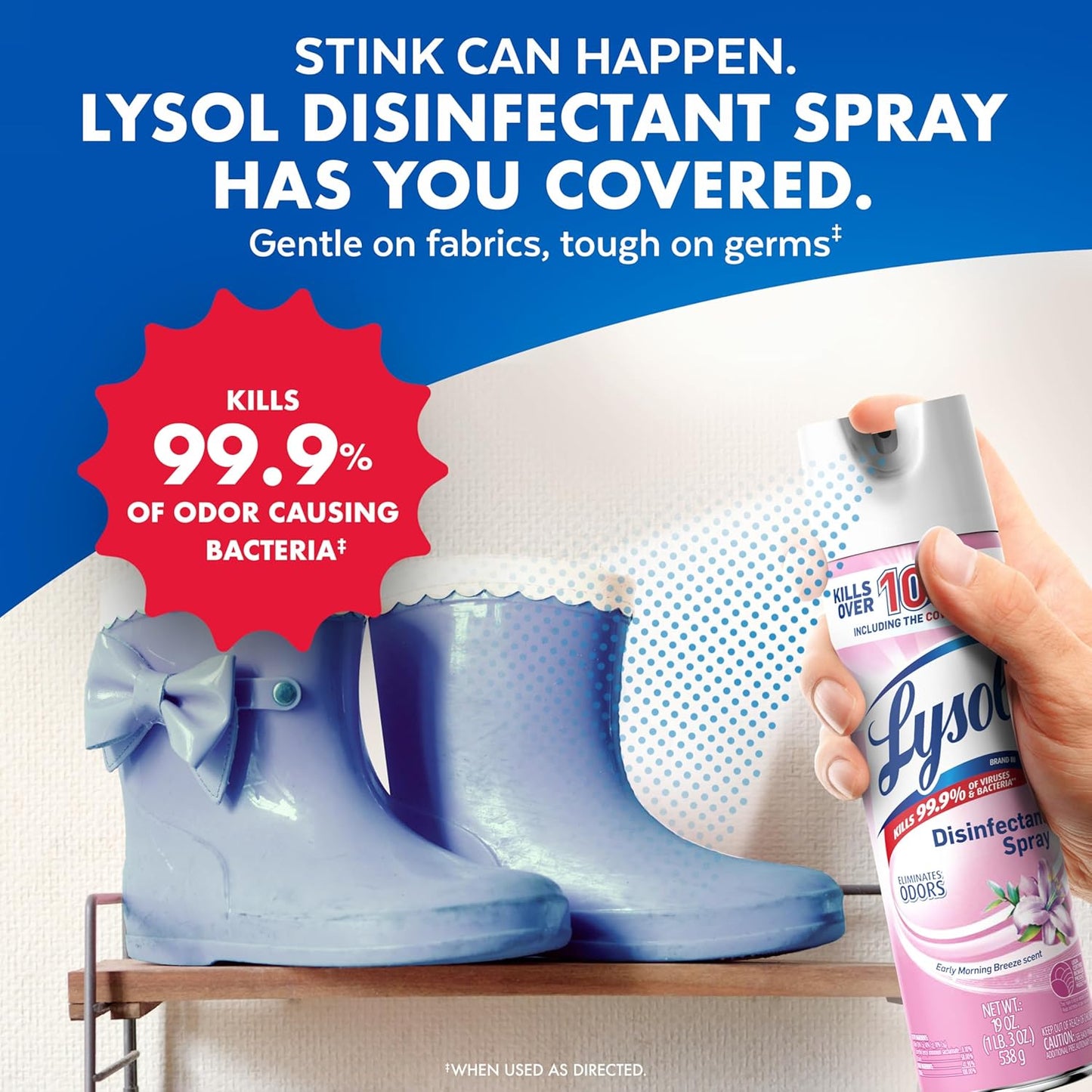 Lysol Disinfectant Spray, Household Cleaning Supplies, Disinfecting Multi-Purpose Room Spray, Antibacterial Sanitizer, Deodorizer, Kills Hantavirus, Early Morning Breeze, 19 Fl Oz (Pack of 2)