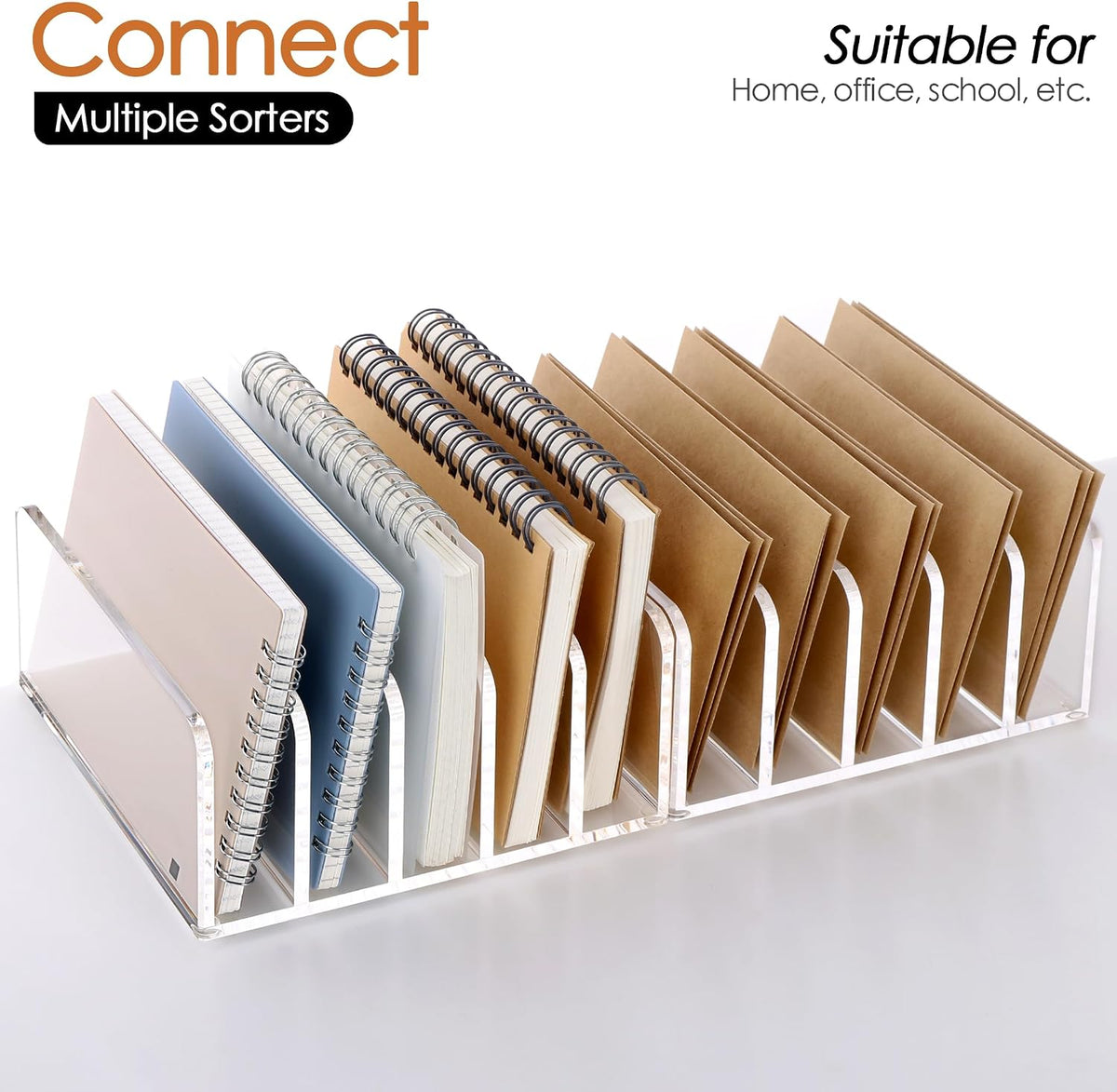 SANRUI Acrylic Mail Holder, 5-Slot Vertical Letter Sorter, Clear