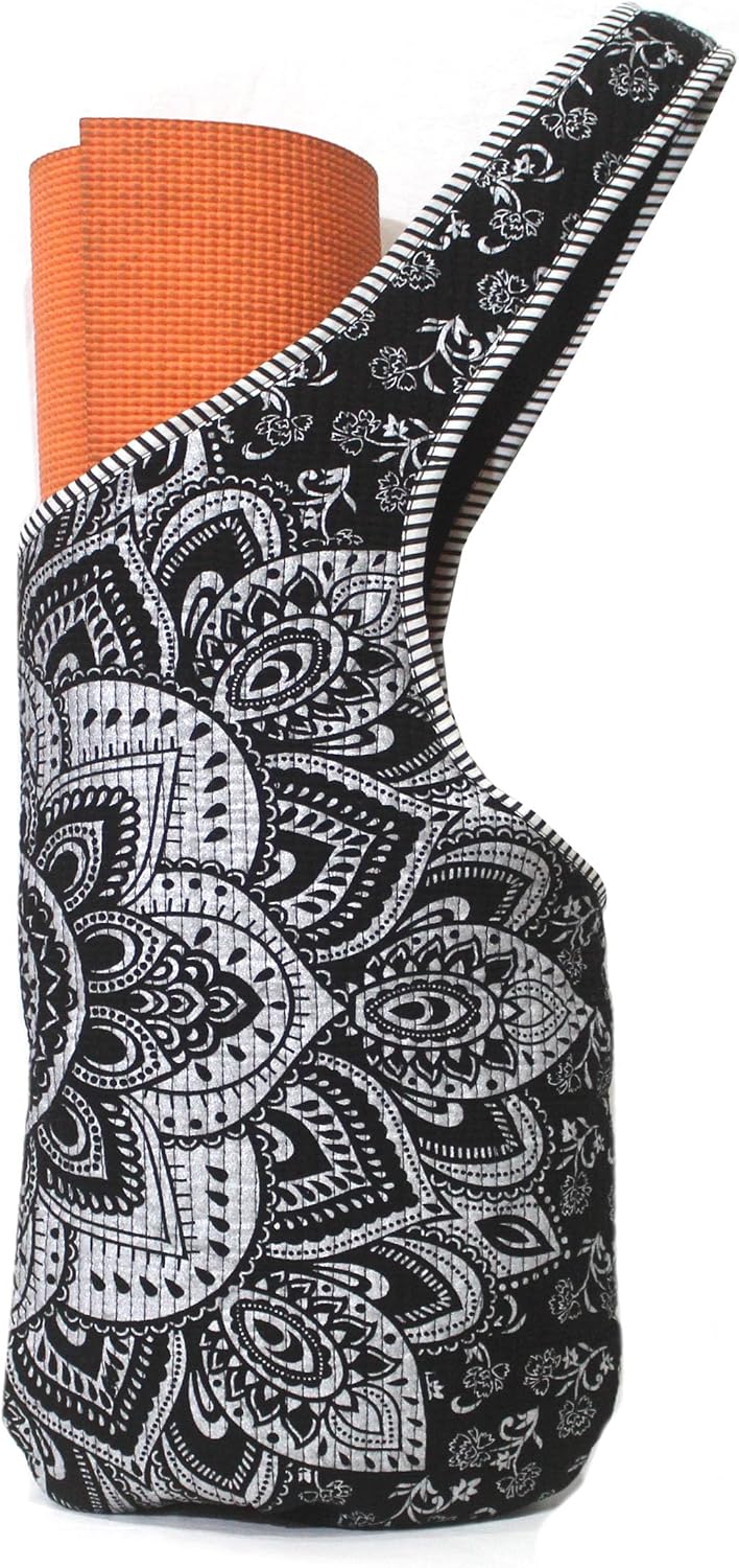 INDIAN CRAFT CASTLE Yoga Mat Bag | Tote Mat Bag | Sling Yoga Tote w/Large Side Pocket & Zipper Pocket | Yoga Mat Carrier Fits Most Size Mats