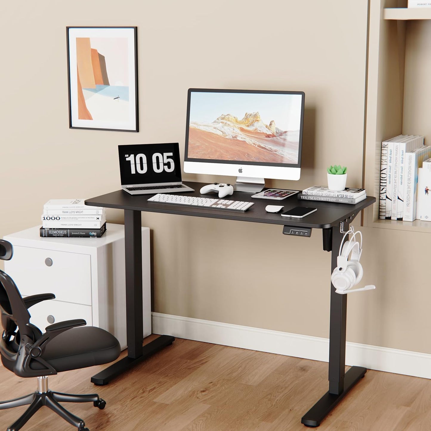 LongKe Electric Standing Desk Adjustable Height, 40x24 Inches Sit Stand up Desktop for Home Office, Ergonomic Rising Computer Table with Memory Preset, Black