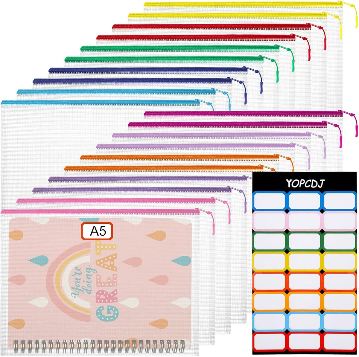 YOPCDJ 25pcs Mesh Zipper Pouch Bags for Organization,Toy Storage Bags,Clear Zipper Pouch Suitable for Travel,Classroom and Home