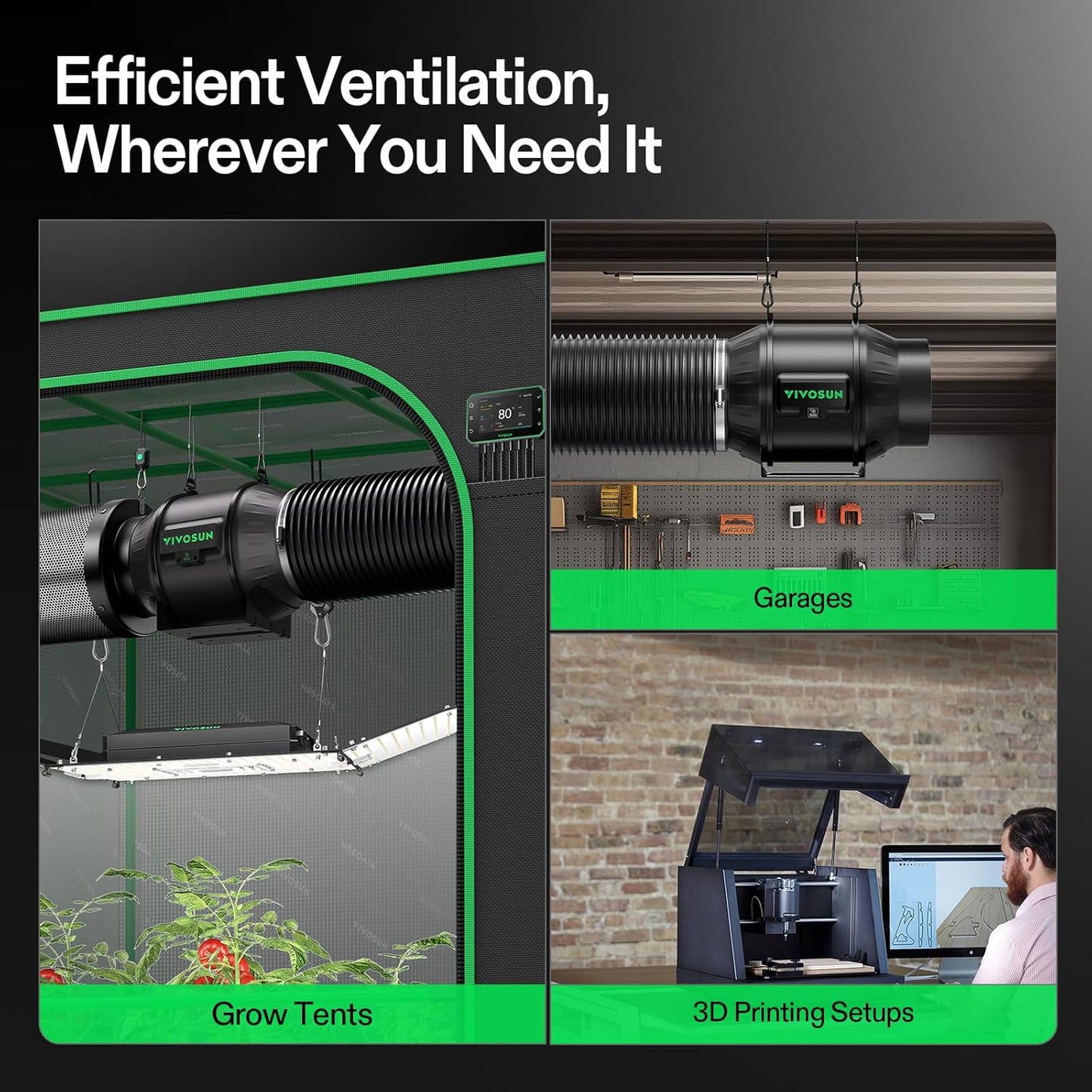 VIVOSUN Smart Air Filtration PRO T6 Kit 6", AeroZesh T6 Inline Duct Fan w/GrowHub E42A+ Temp. Humidity WiFi-Controller, Carbon Filter & Ducting, Cooling & Ventilation System for Grow Tent, Hydroponics