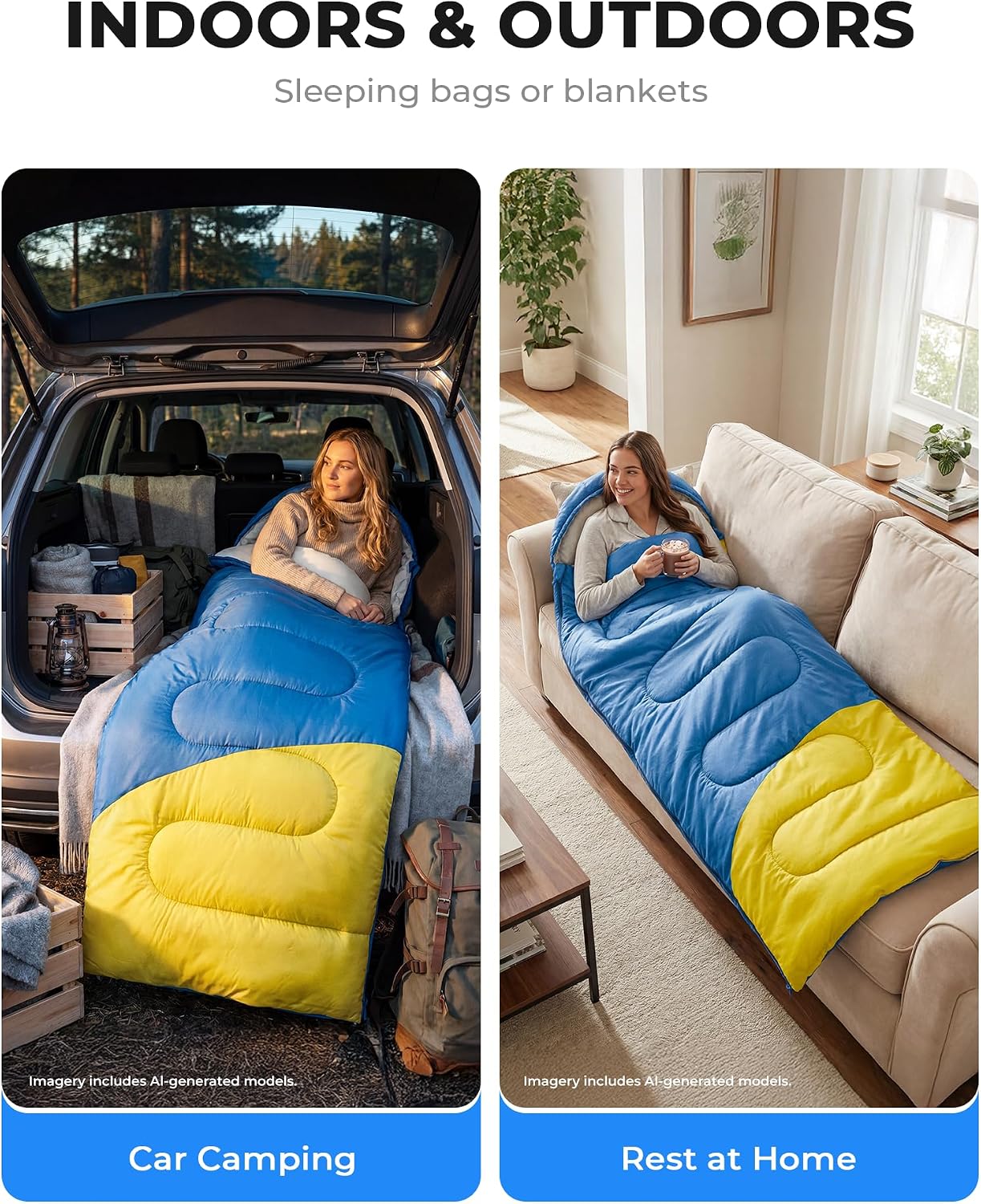 Sleeping Bag for Adults Warm Weather, Compact Lightweight Backpacking Sleeping Bag with Compression Sack, Camping Essentials Gear for Hiking Travel Climbing Outdoor & Indoor Use