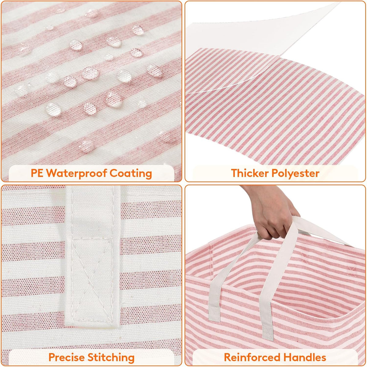 Lifewit 80L Large Laundry Baskets, 3 Pack, Reinforced Handles, Pink